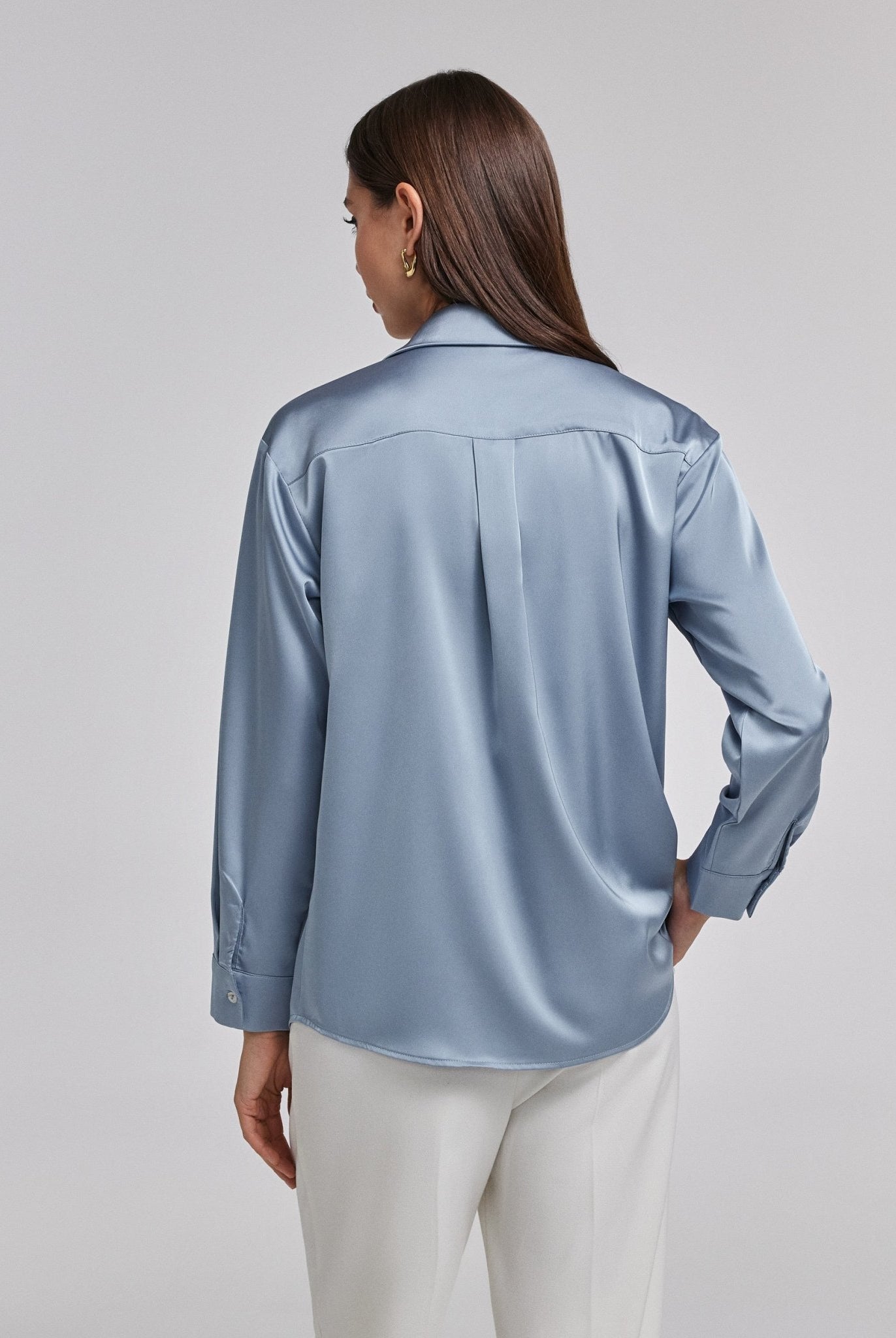 Long Sleeve Satin Shirt - shopaleena