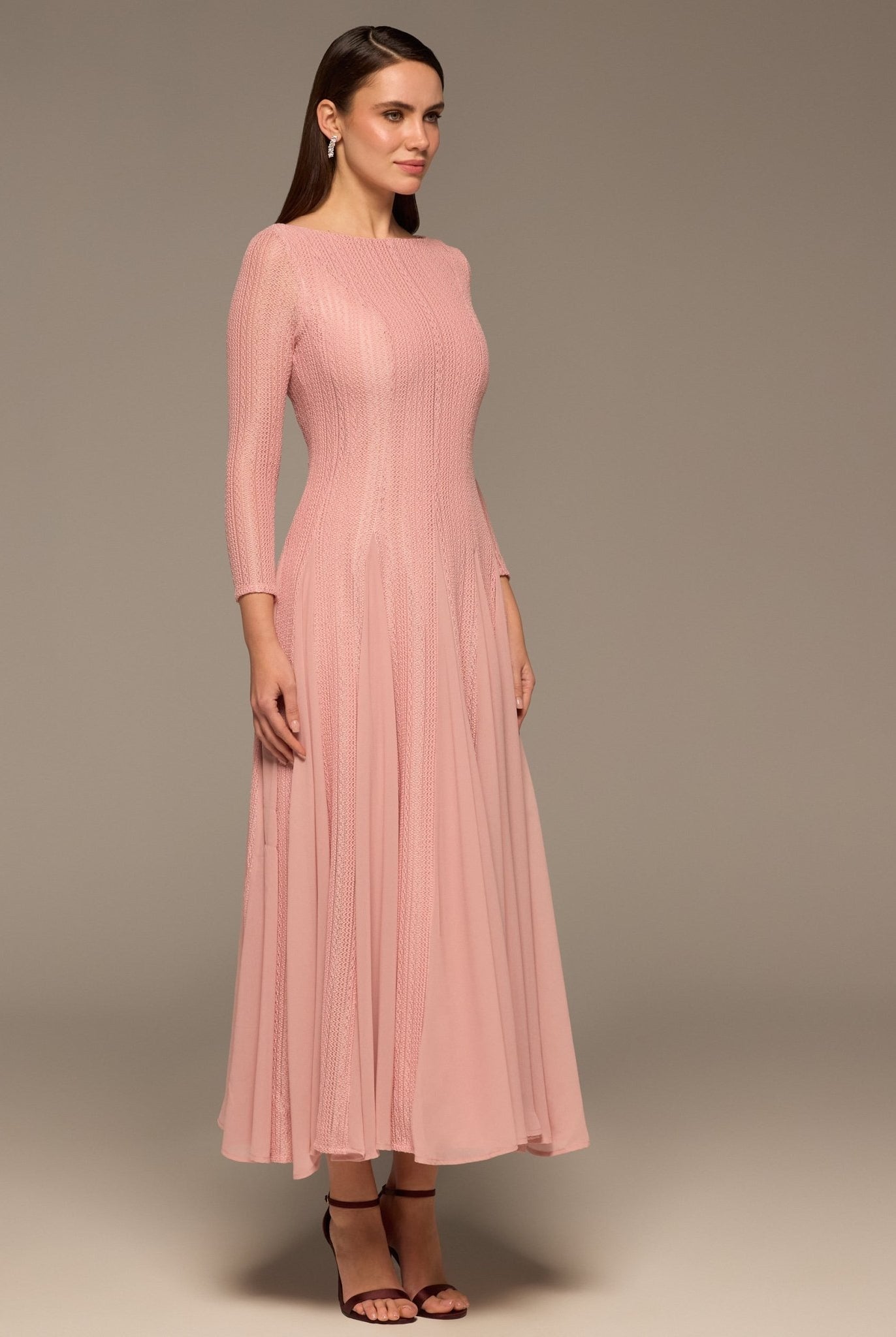 Long Sleeves Godet Maxi Dress - shopaleena