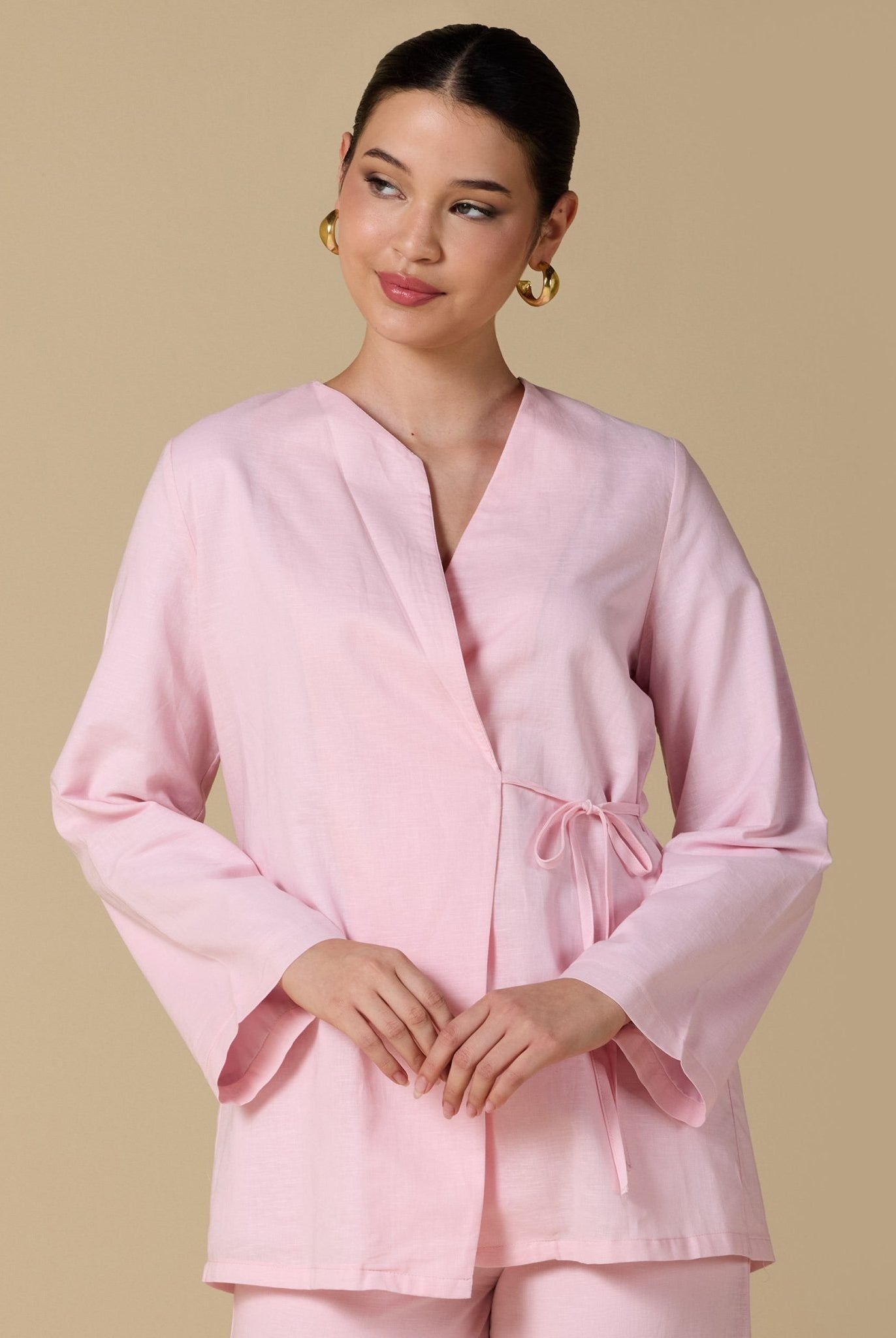 Long sleeves Wrapped Top - shopaleena