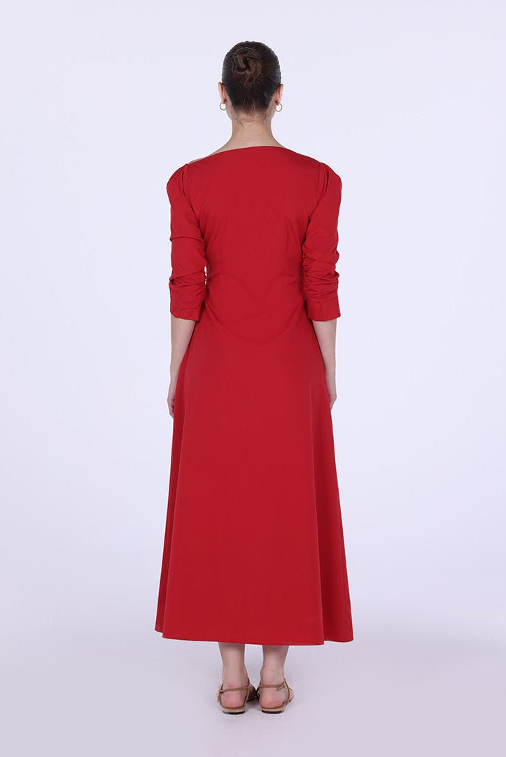 Low Waist Cutout Draped Pleated Dress - shopaleena