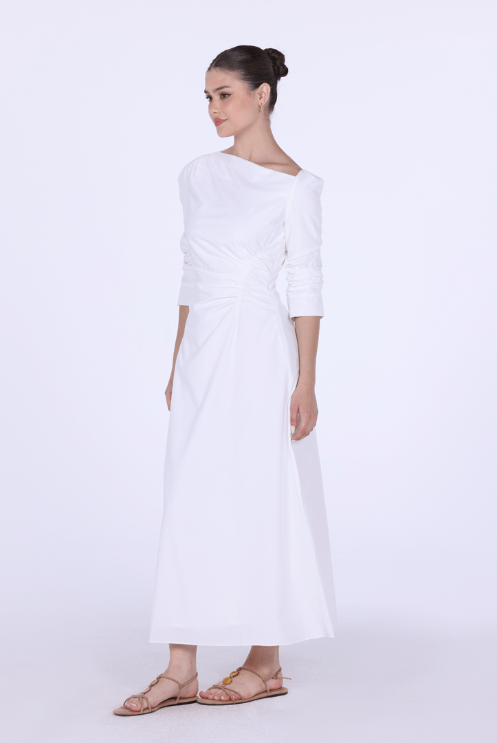 Low Waist Cutout Draped Pleated Dress - shopaleena