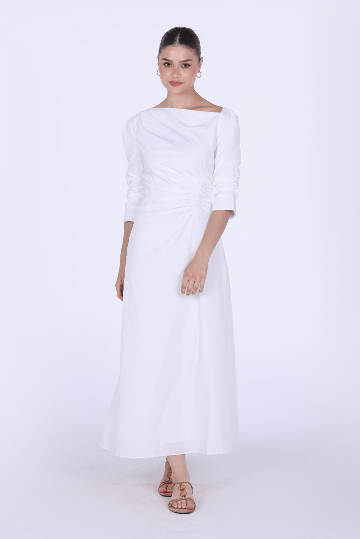 Low Waist Cutout Draped Pleated Dress - shopaleena