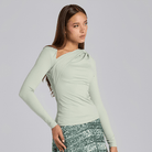 Mint Green Jersey Asymmetric Neck Top - shopaleena
