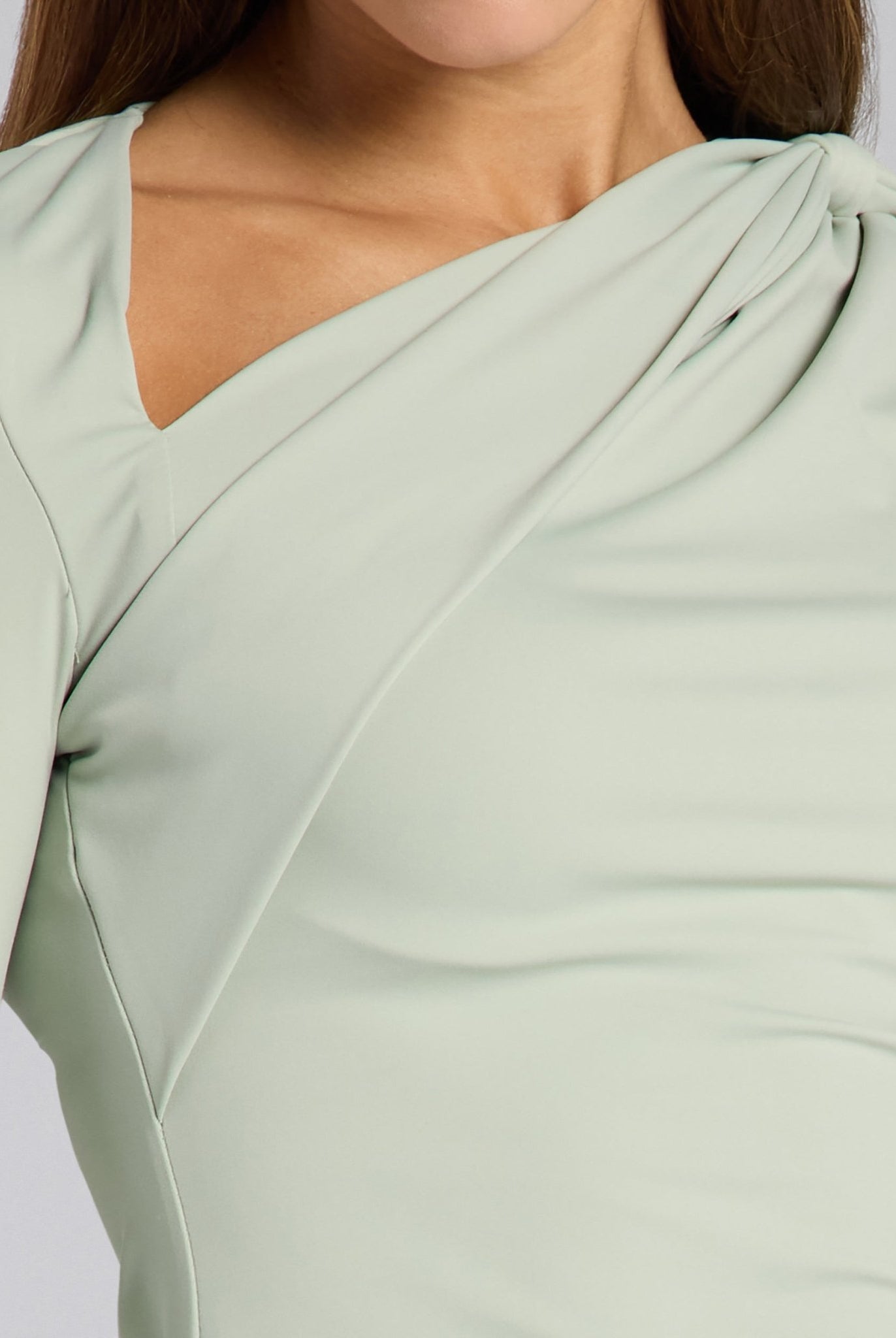 Mint Green Jersey Asymmetric Neck Top - shopaleena