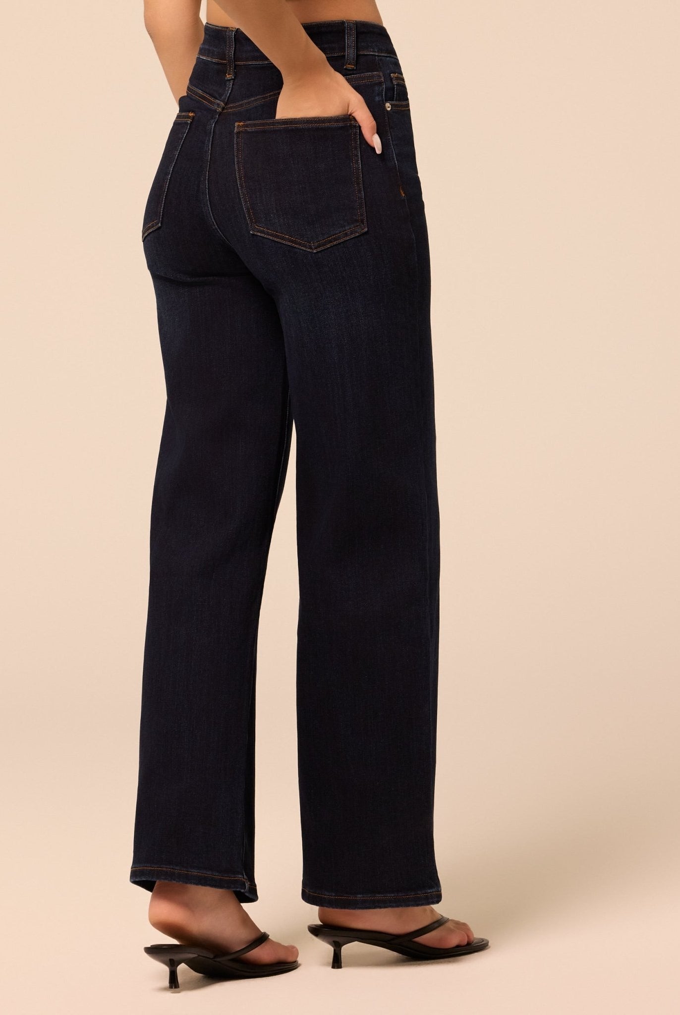 Navy Blue Wide Leg Jeans - shopaleena