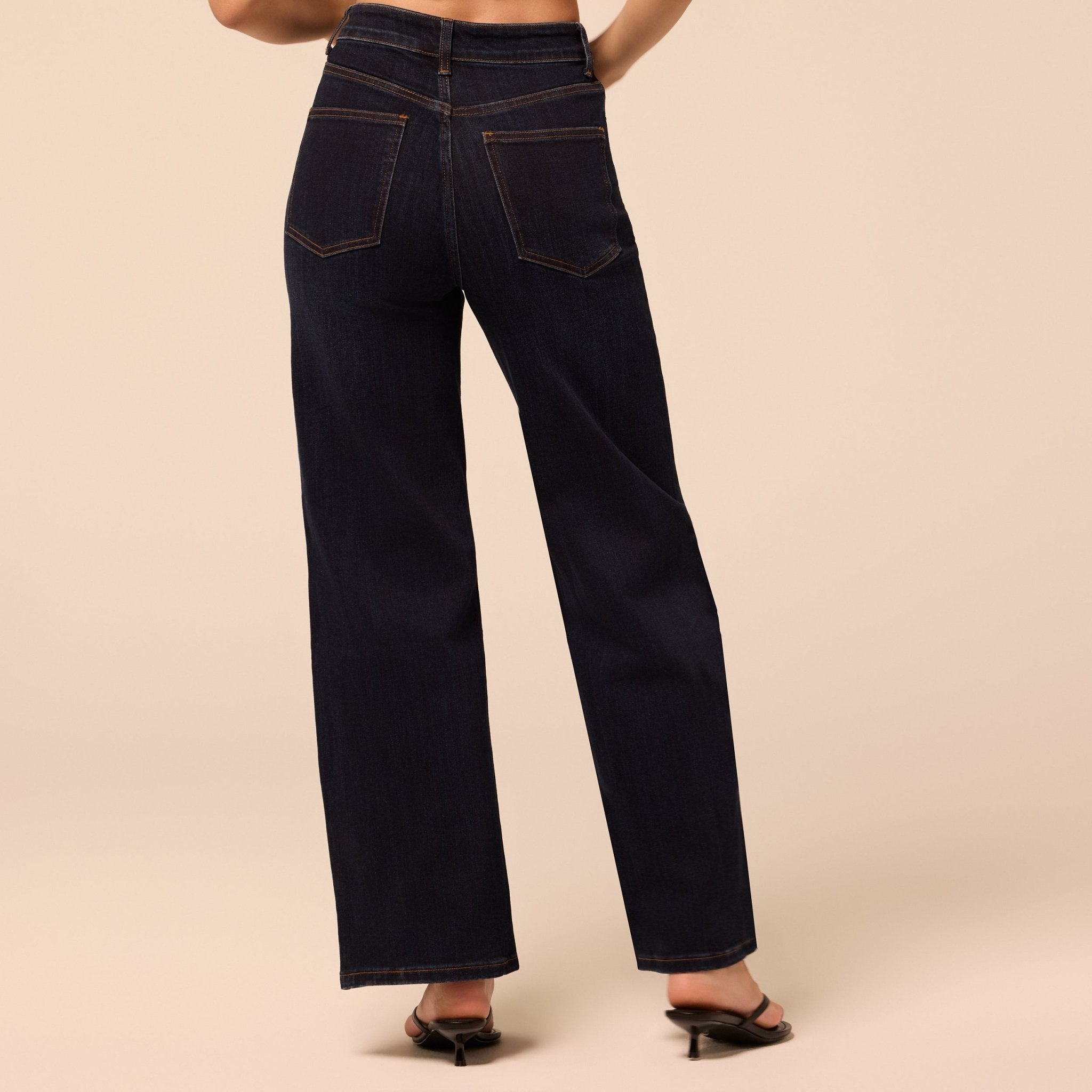 Navy Blue Wide Leg Jeans - shopaleena