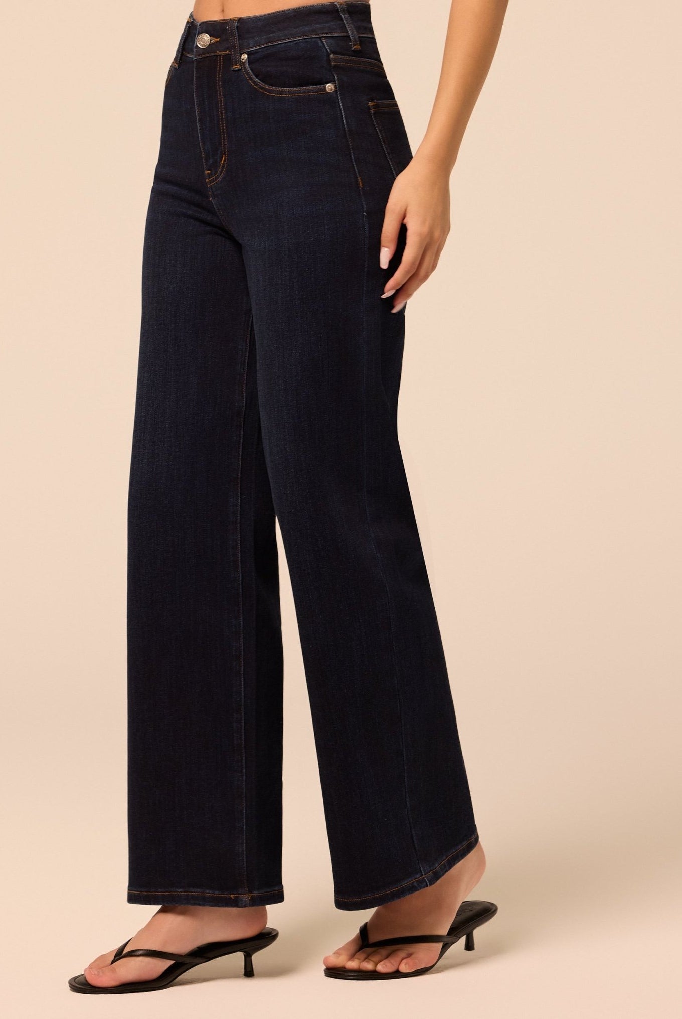 Navy Blue Wide Leg Jeans - shopaleena
