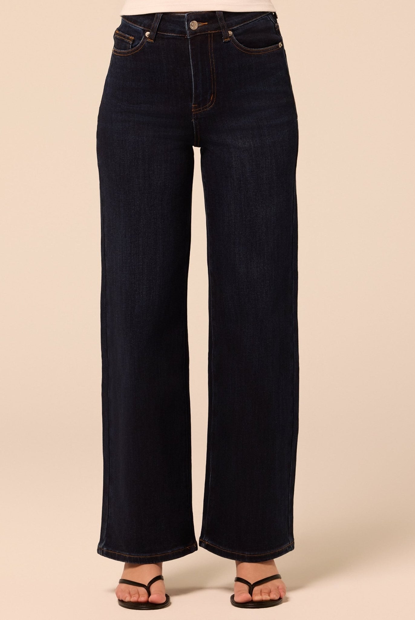 Navy Blue Wide Leg Jeans - shopaleena