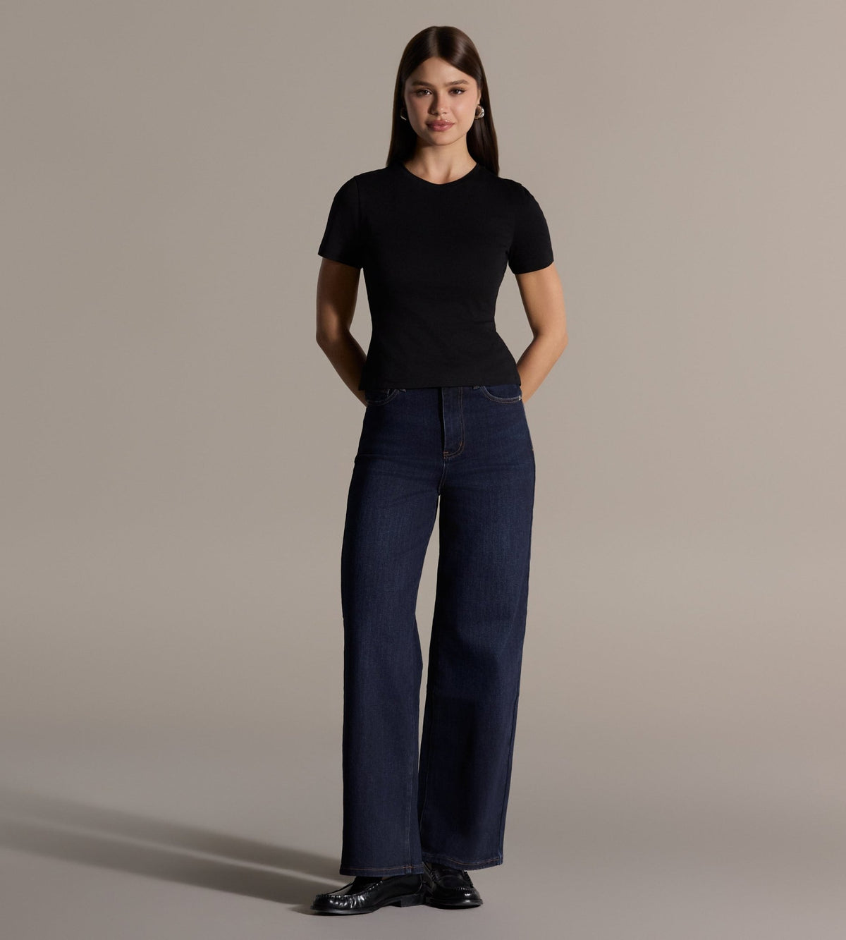 Navy Blue Wide Leg Jeans - shopaleena