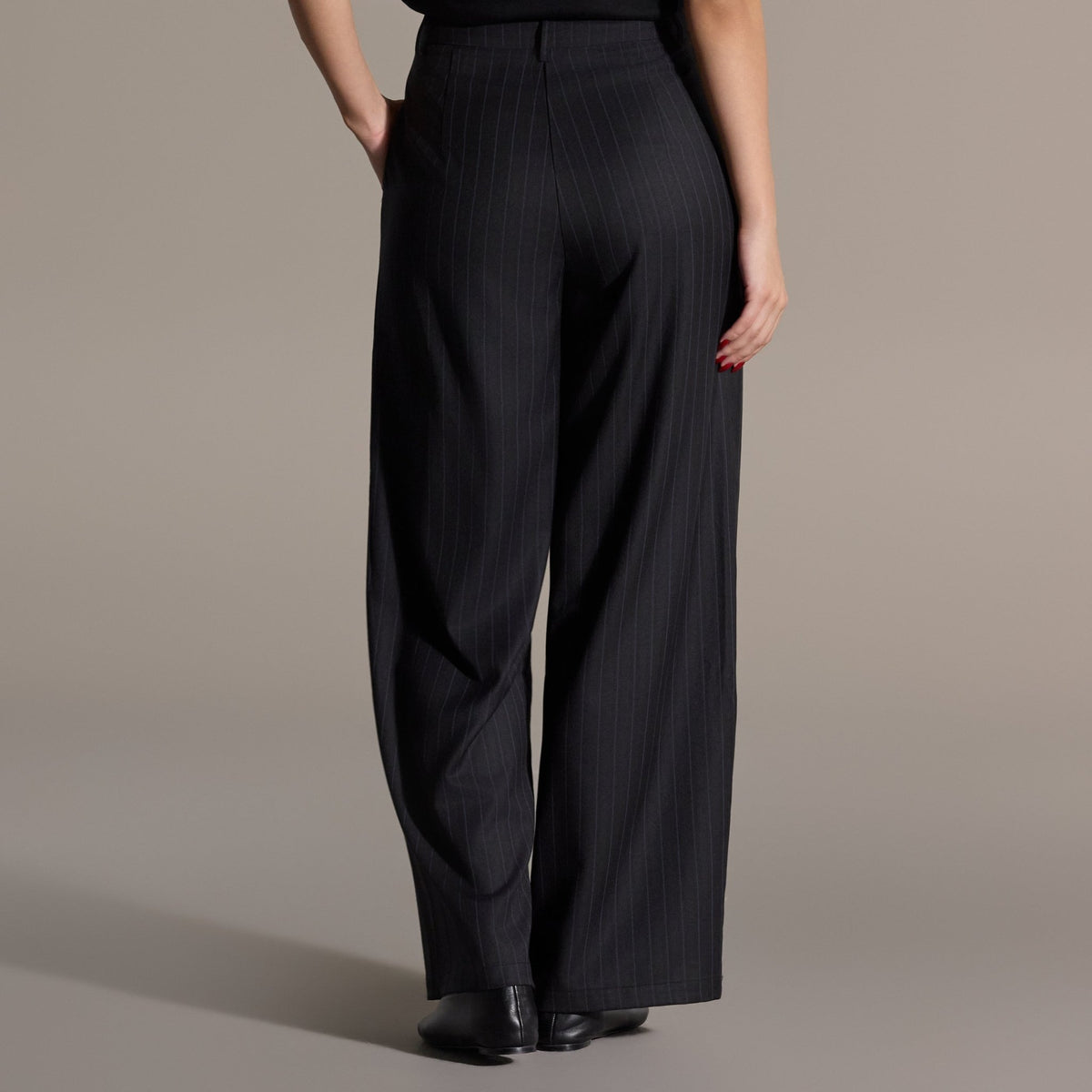 Navy Striped Cotton Wide Leg Pants - shopaleena