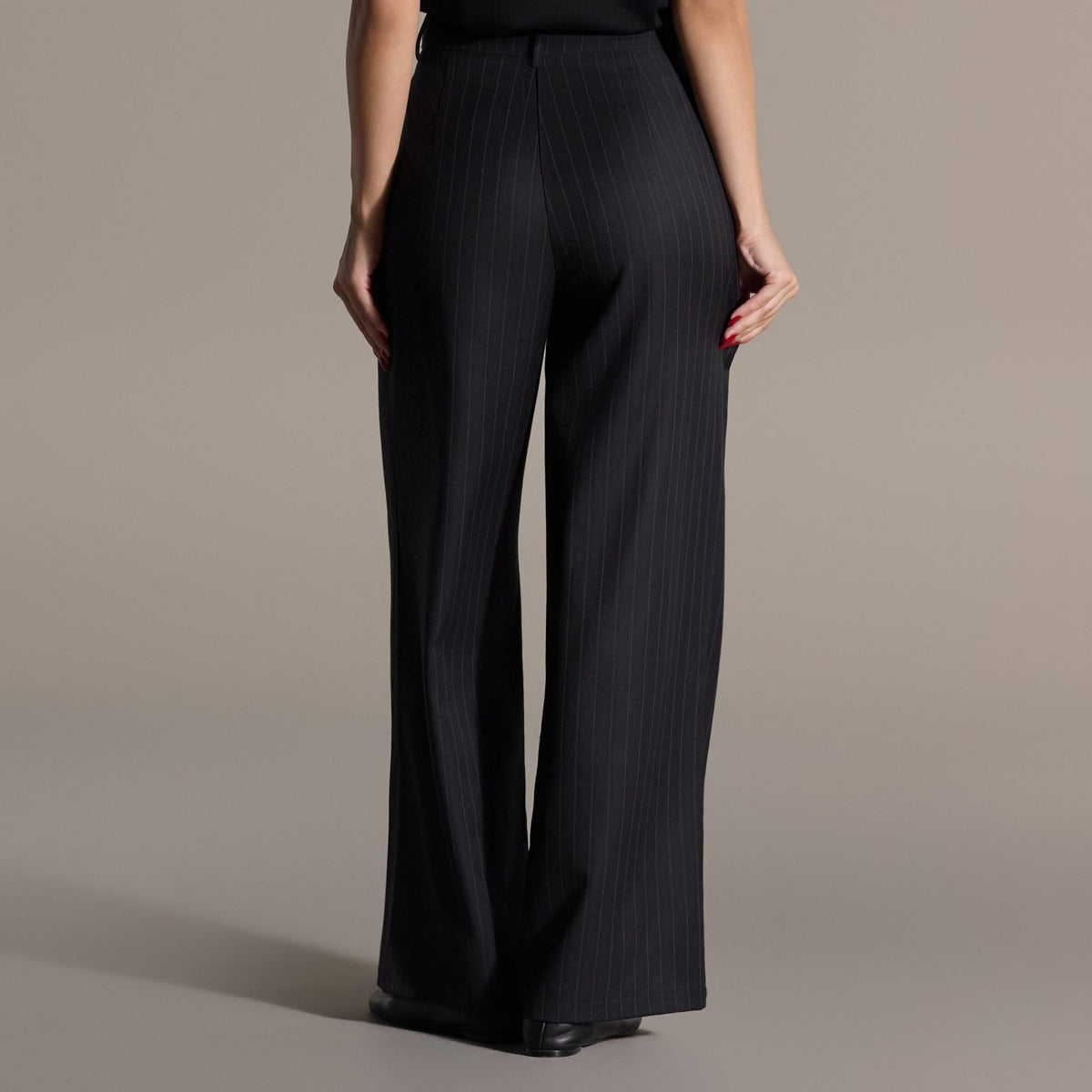 Navy Striped Cotton Wide Leg Pants - shopaleena