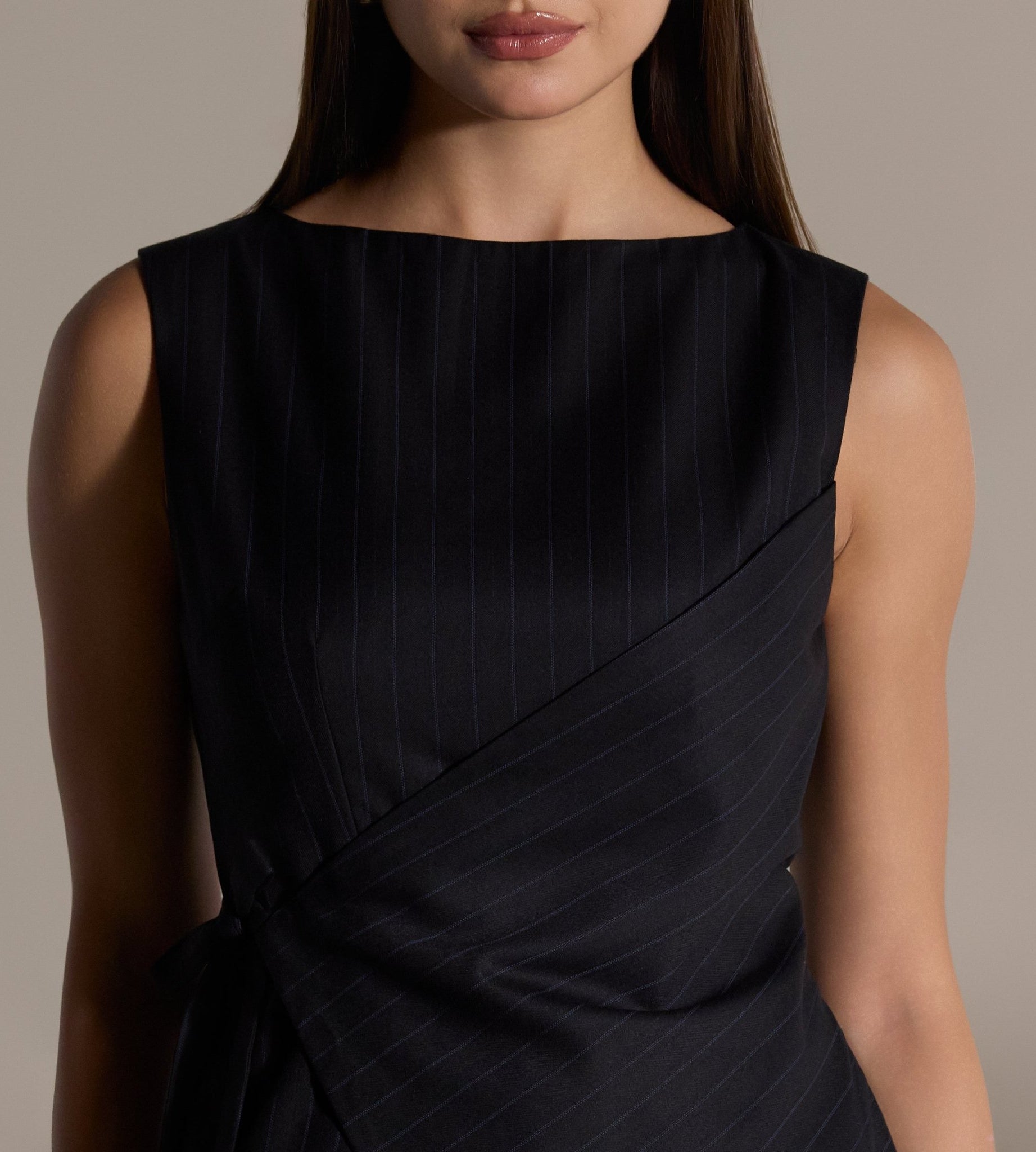 Navy Striped Side-Tie Cotton Top - shopaleena