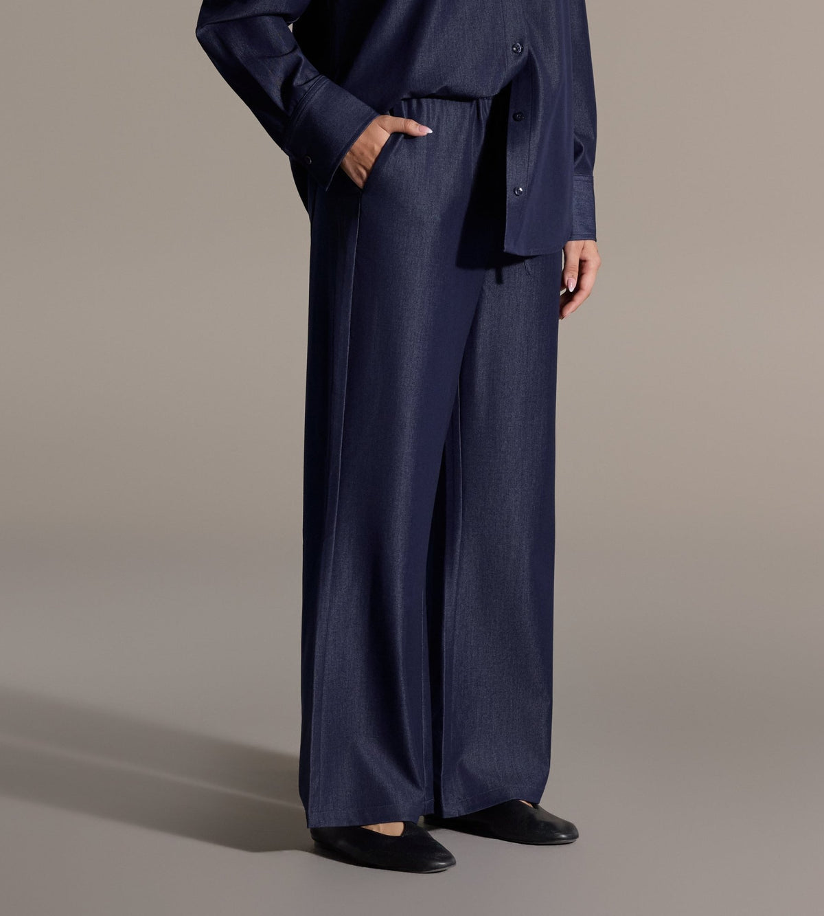 Navy Wide-Leg Drawstring Pants - shopaleena