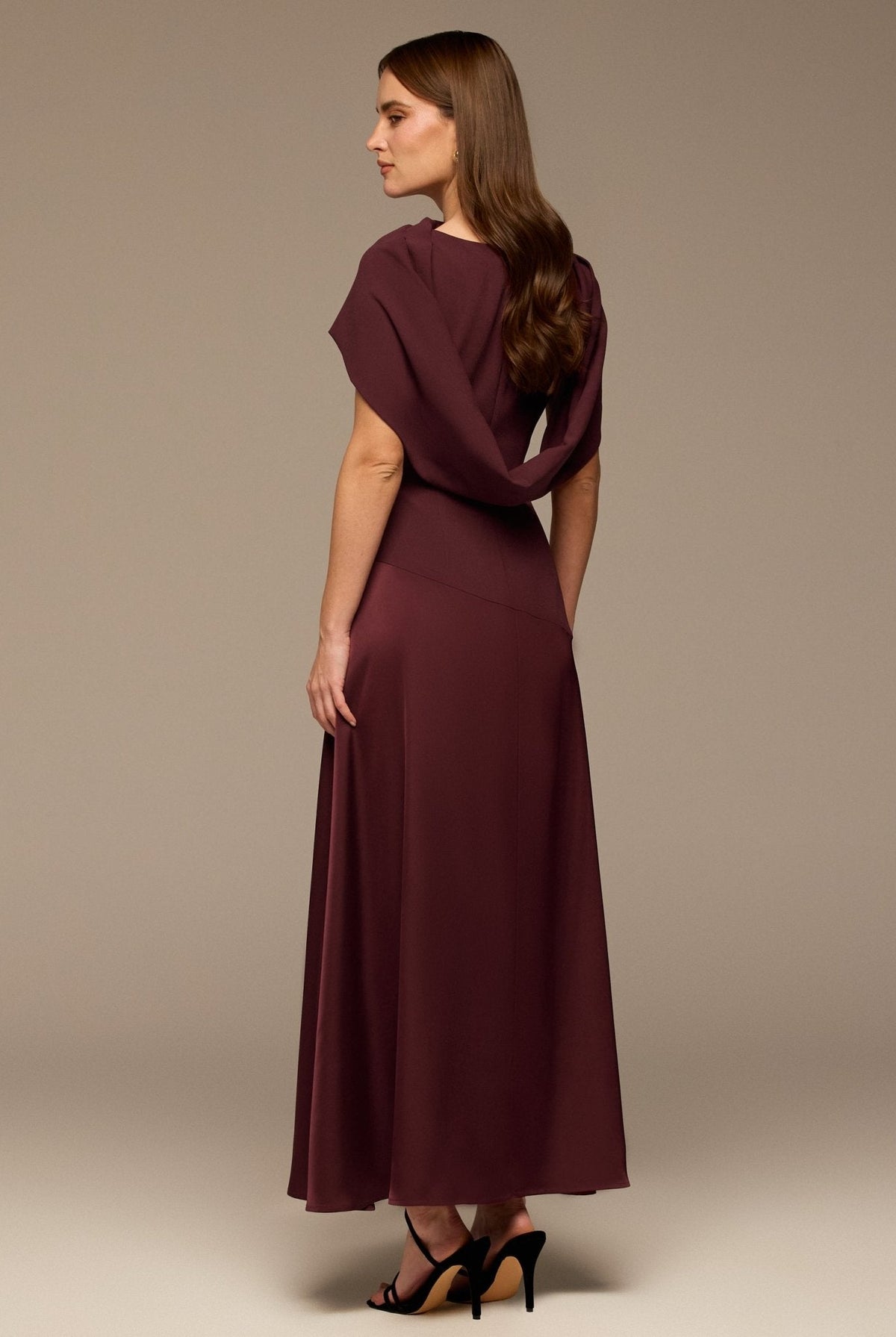 Off-Shoulder Crepe and Satin Maxi Dress - shopaleena