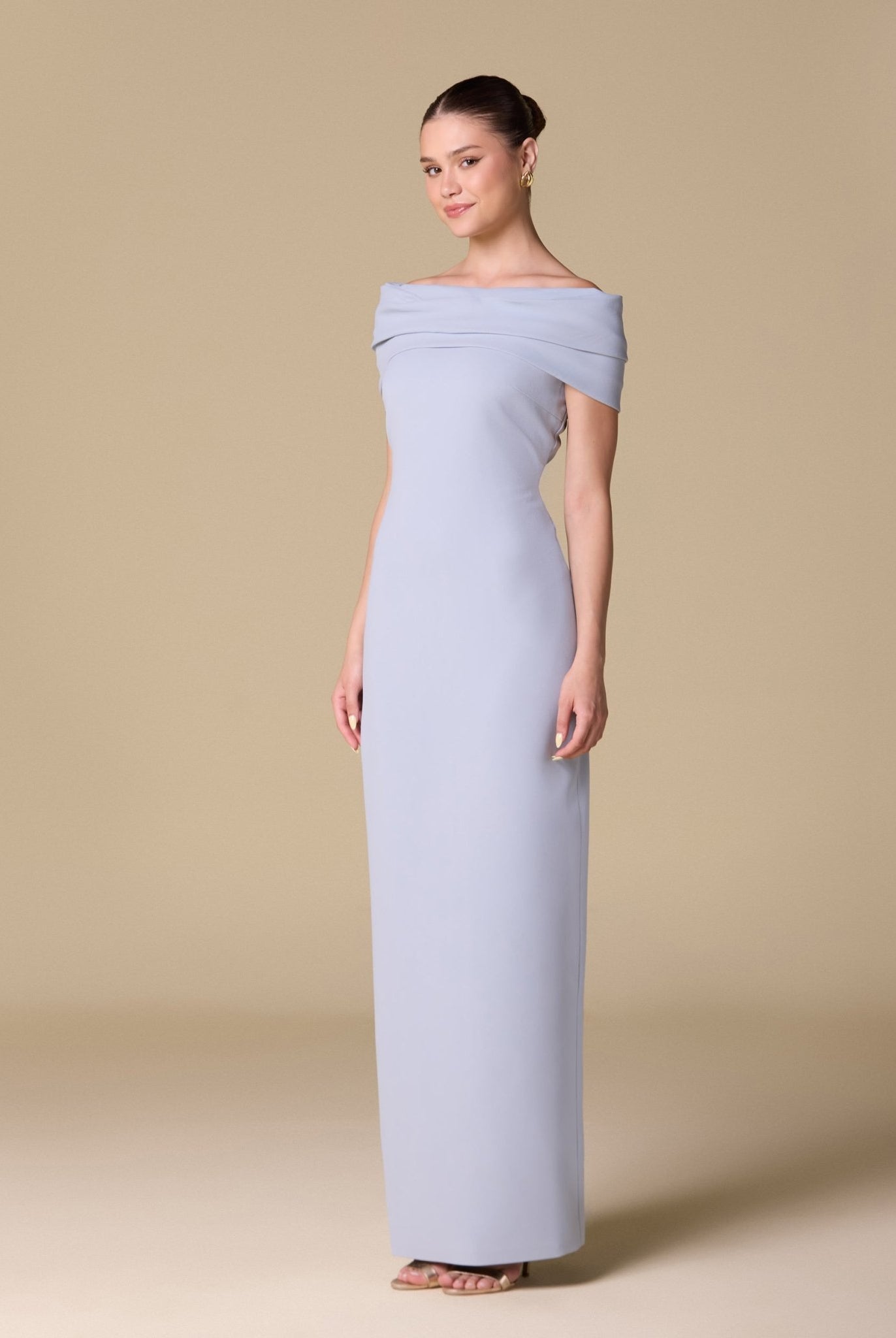 Off - shoulder Crepe Maxi Dress - shopaleena