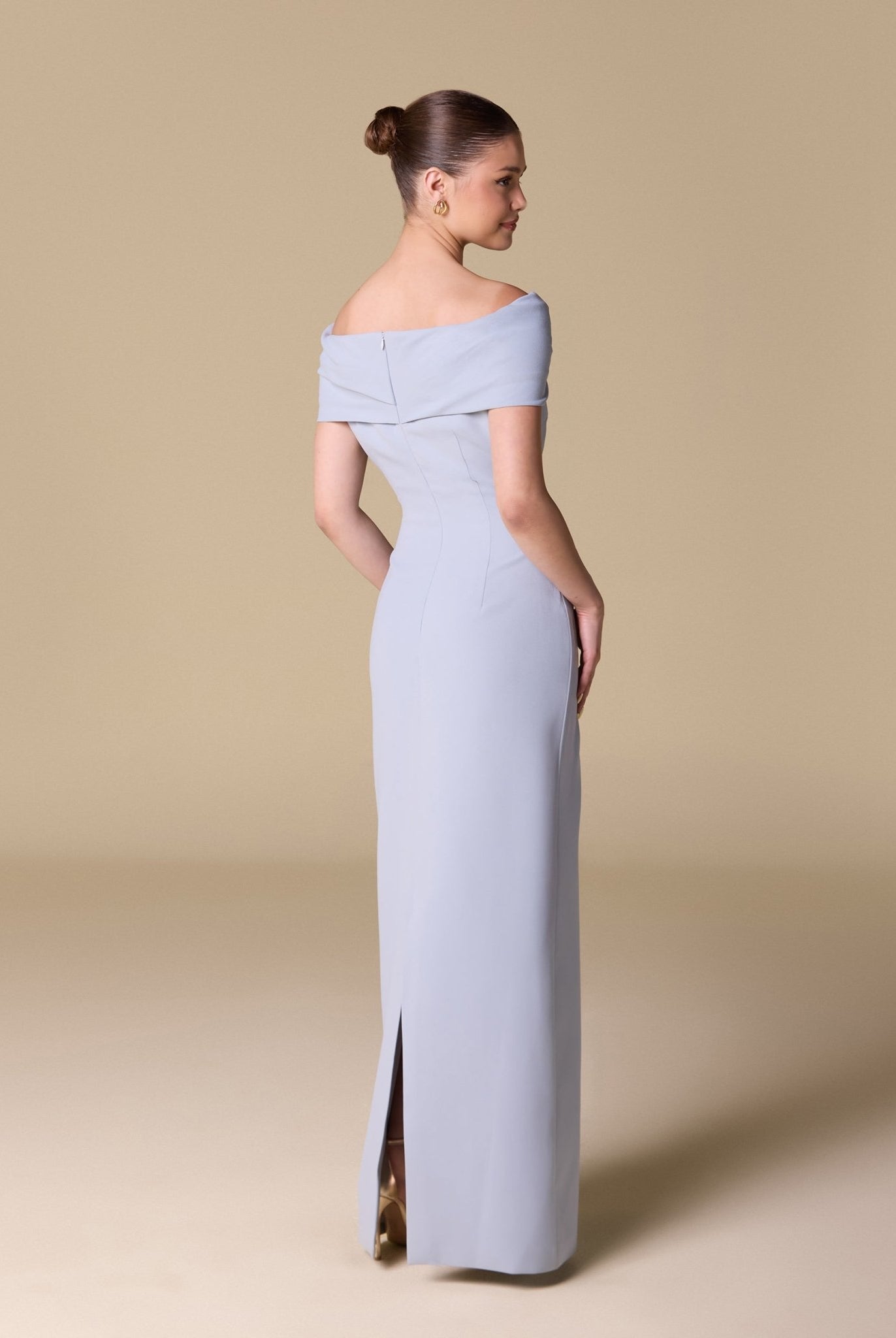 Off - shoulder Crepe Maxi Dress - shopaleena