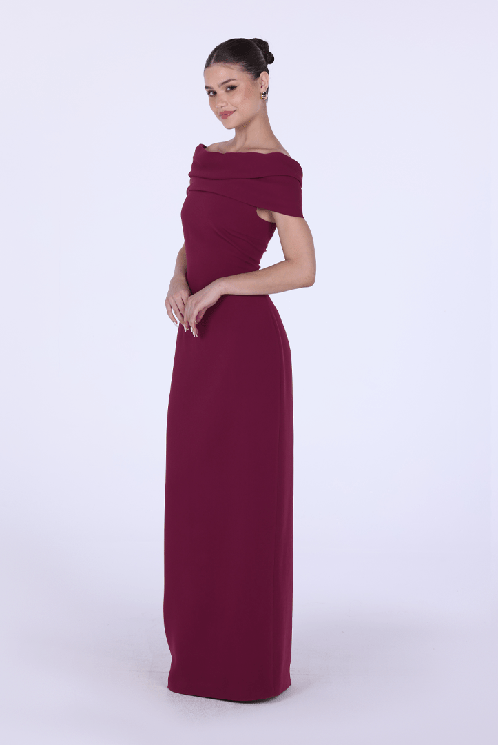 Off - shoulder Crepe Maxi Dress - shopaleena