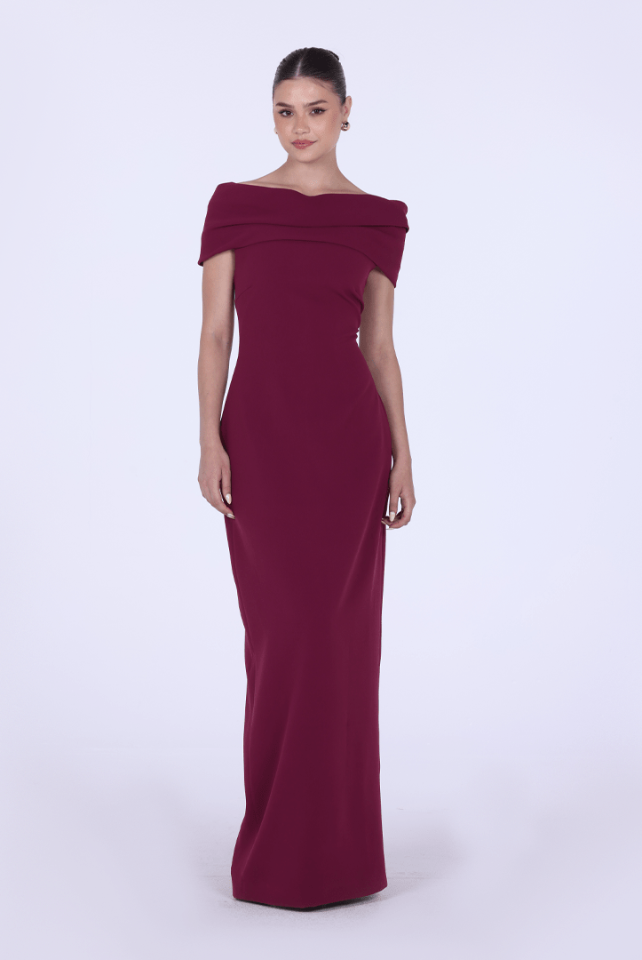 Off - shoulder Crepe Maxi Dress - shopaleena