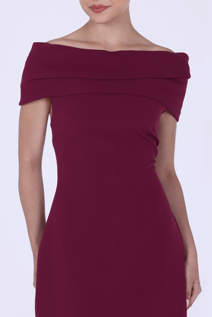 Off - shoulder Crepe Maxi Dress - shopaleena