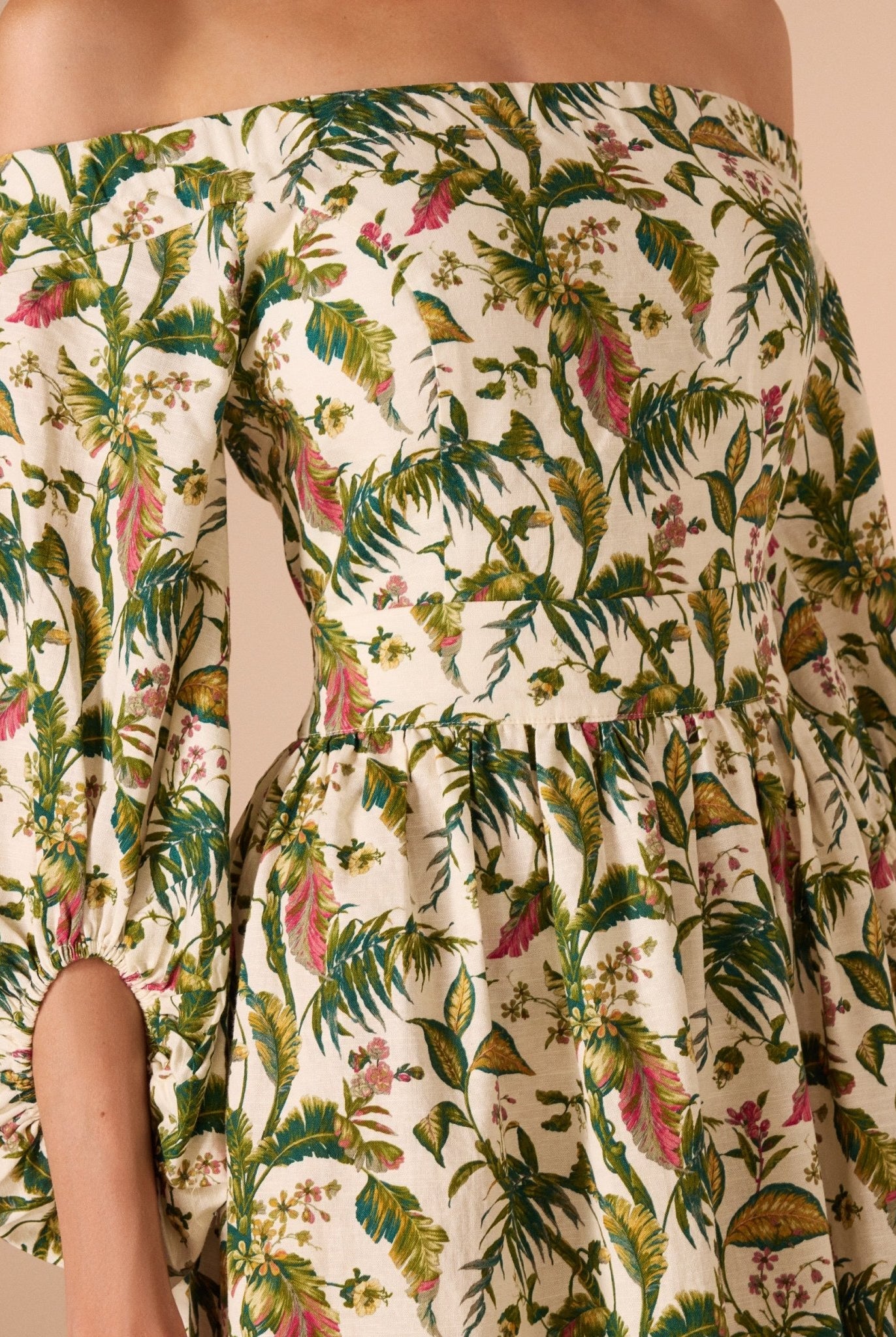 Off Shoulder Printed Midi Dress - shopaleena