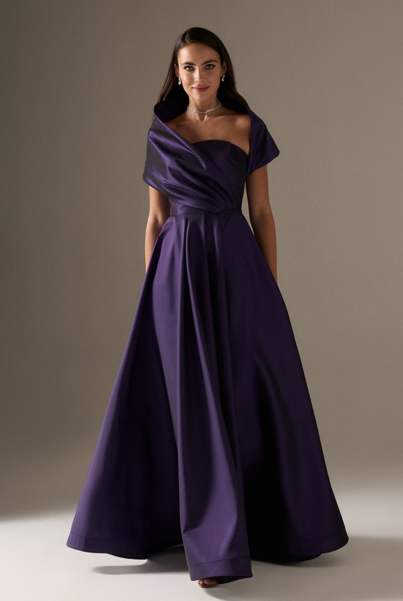 Off Shoulder Taffeta Maxi Dress - shopaleena