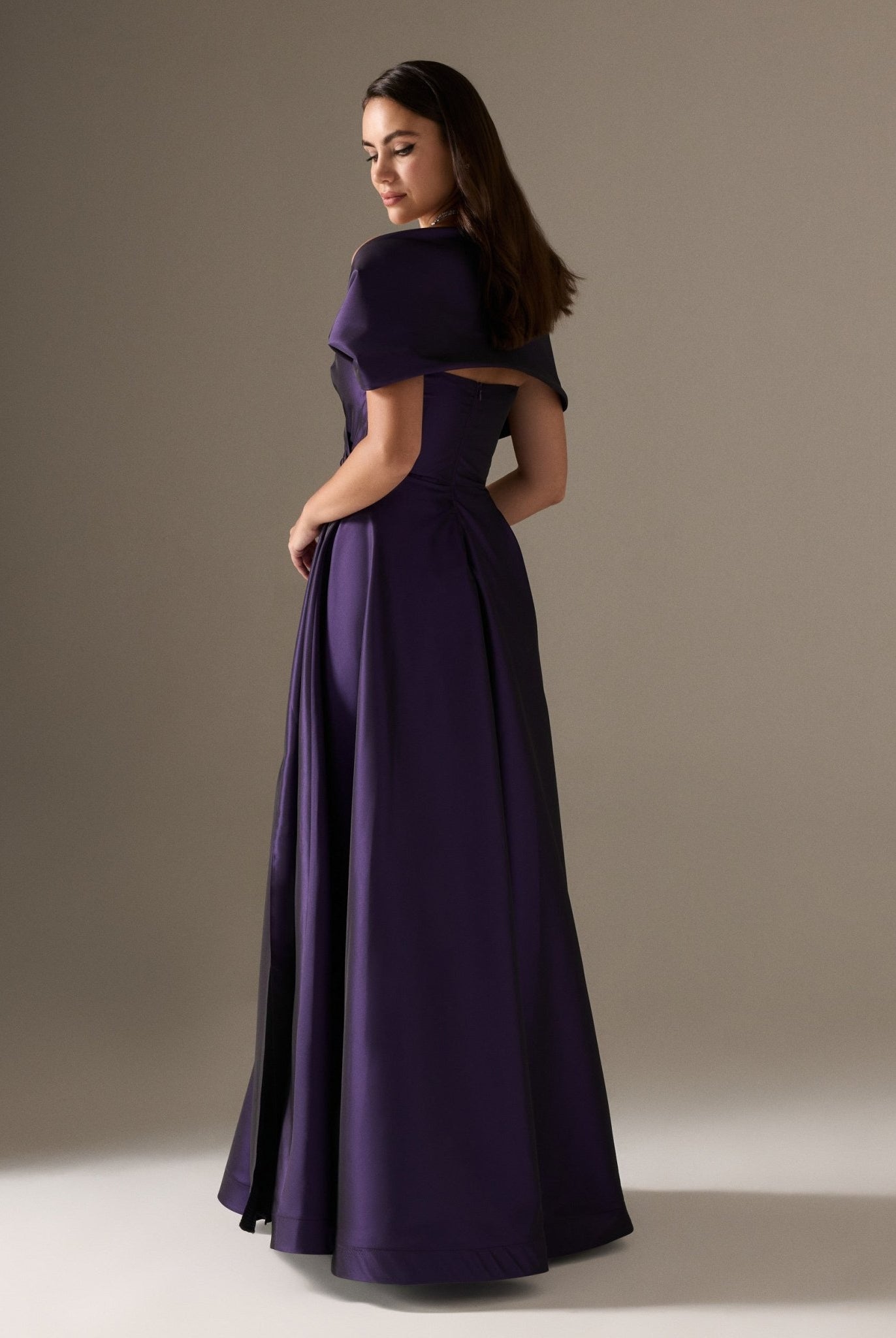 Off Shoulder Taffeta Maxi Dress - shopaleena