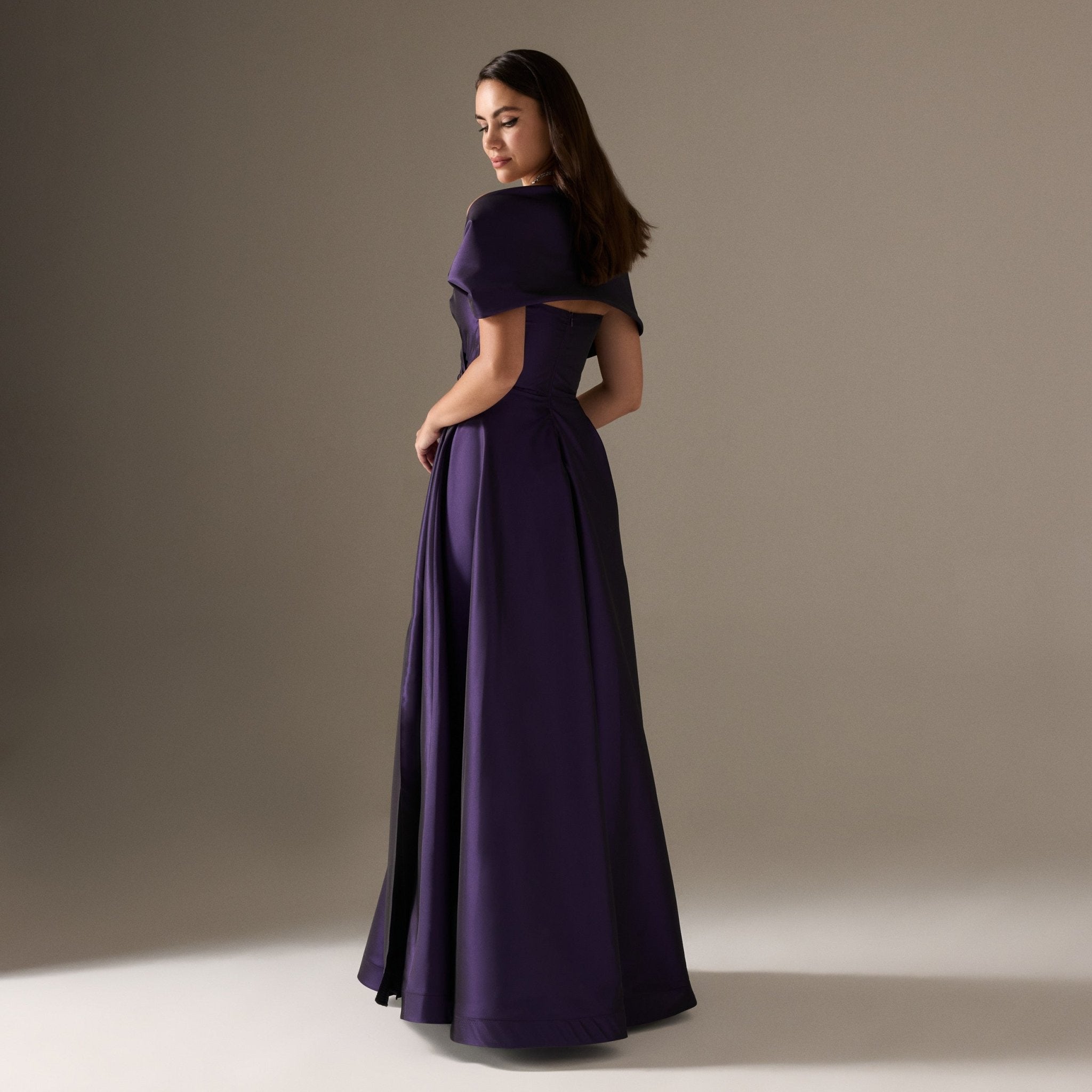 Off Shoulder Taffeta Maxi Dress - shopaleena
