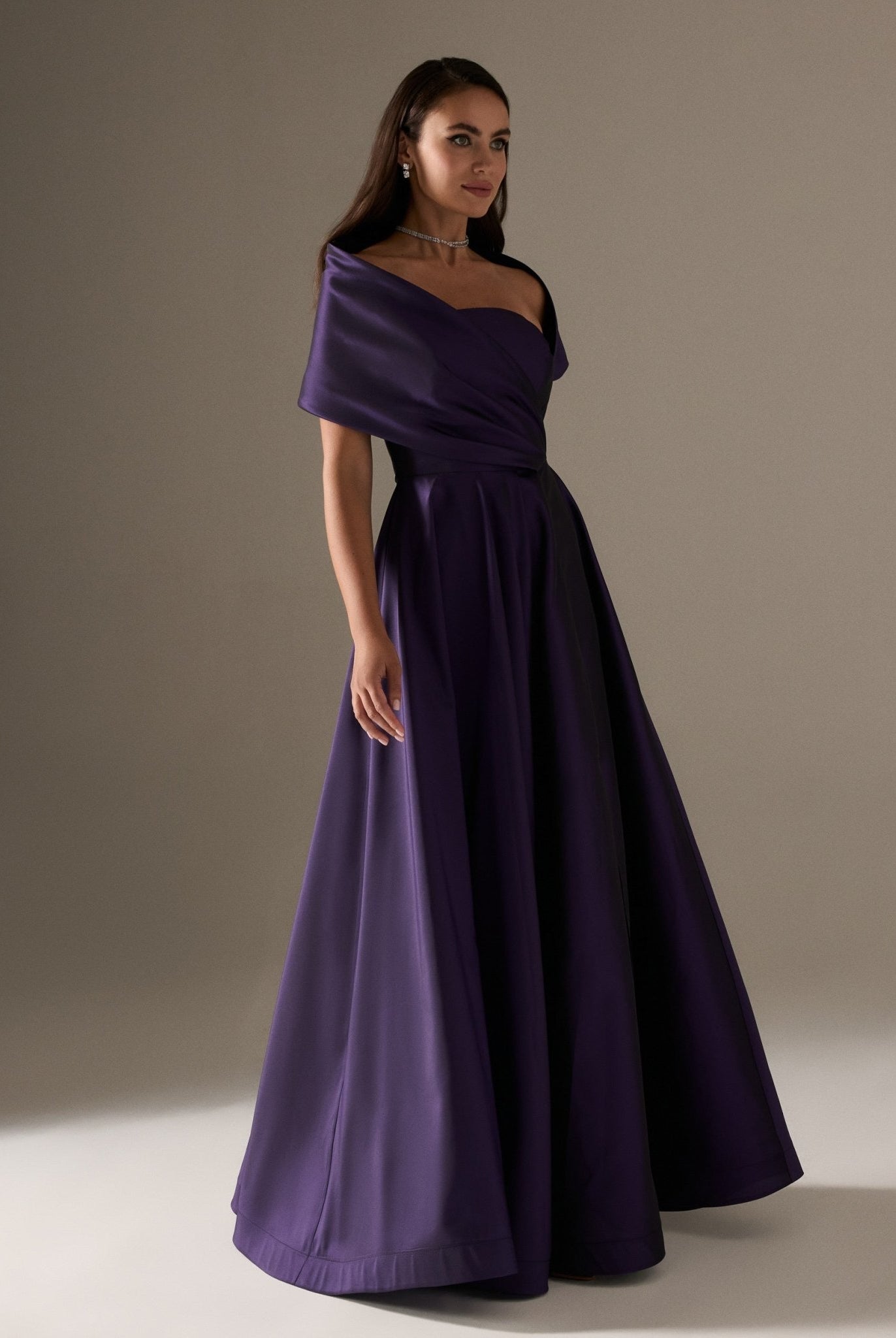 Off Shoulder Taffeta Maxi Dress - shopaleena