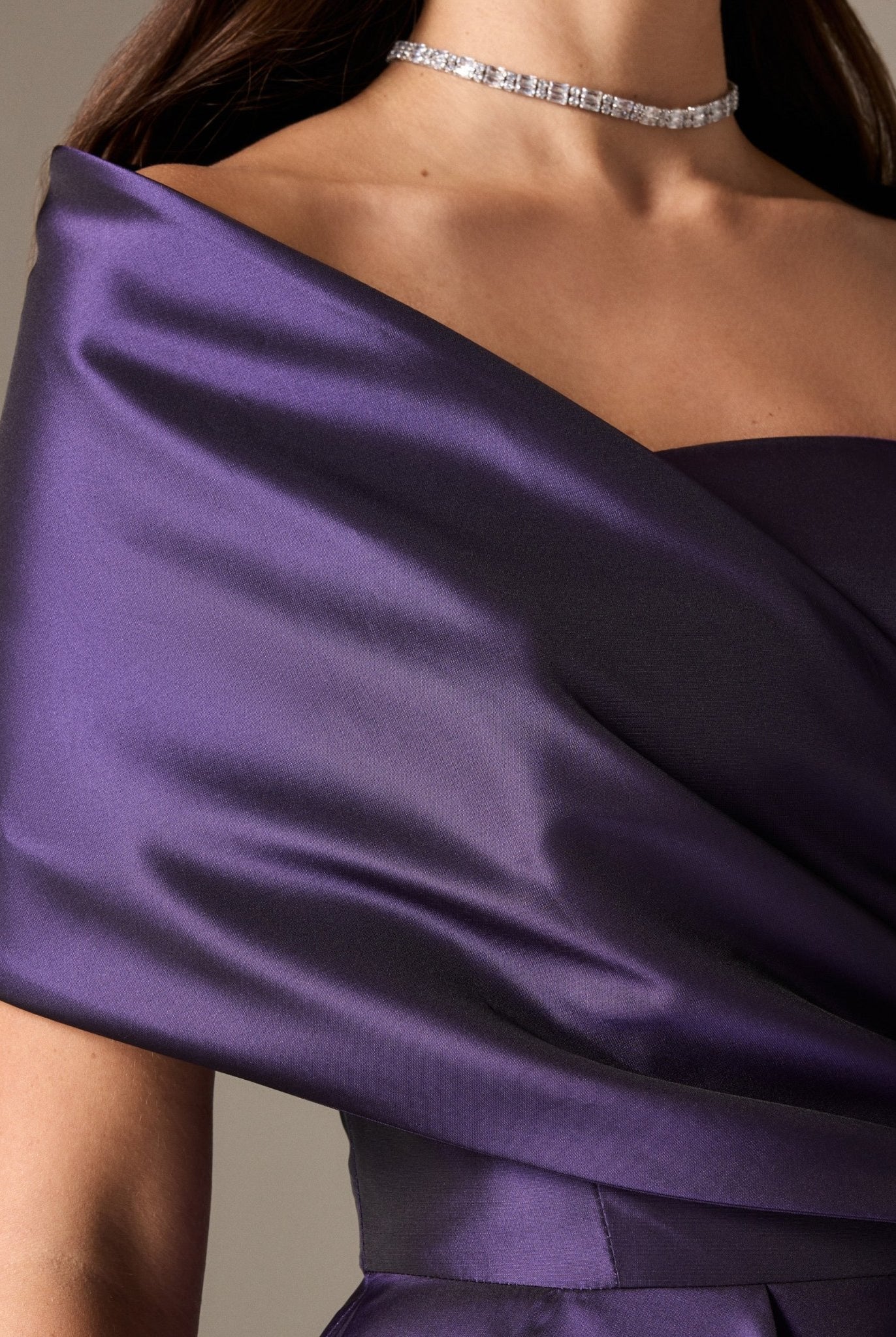 Off Shoulder Taffeta Maxi Dress - shopaleena