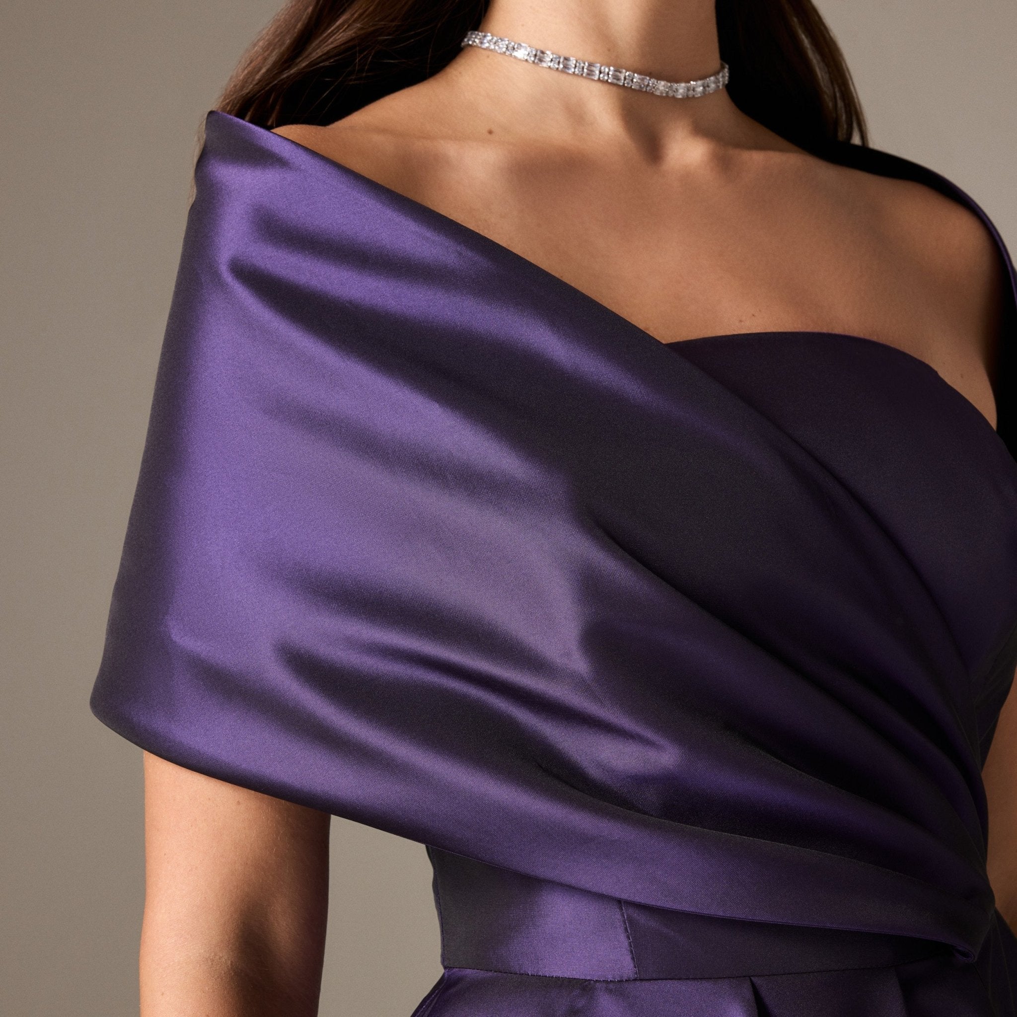 Off Shoulder Taffeta Maxi Dress - shopaleena