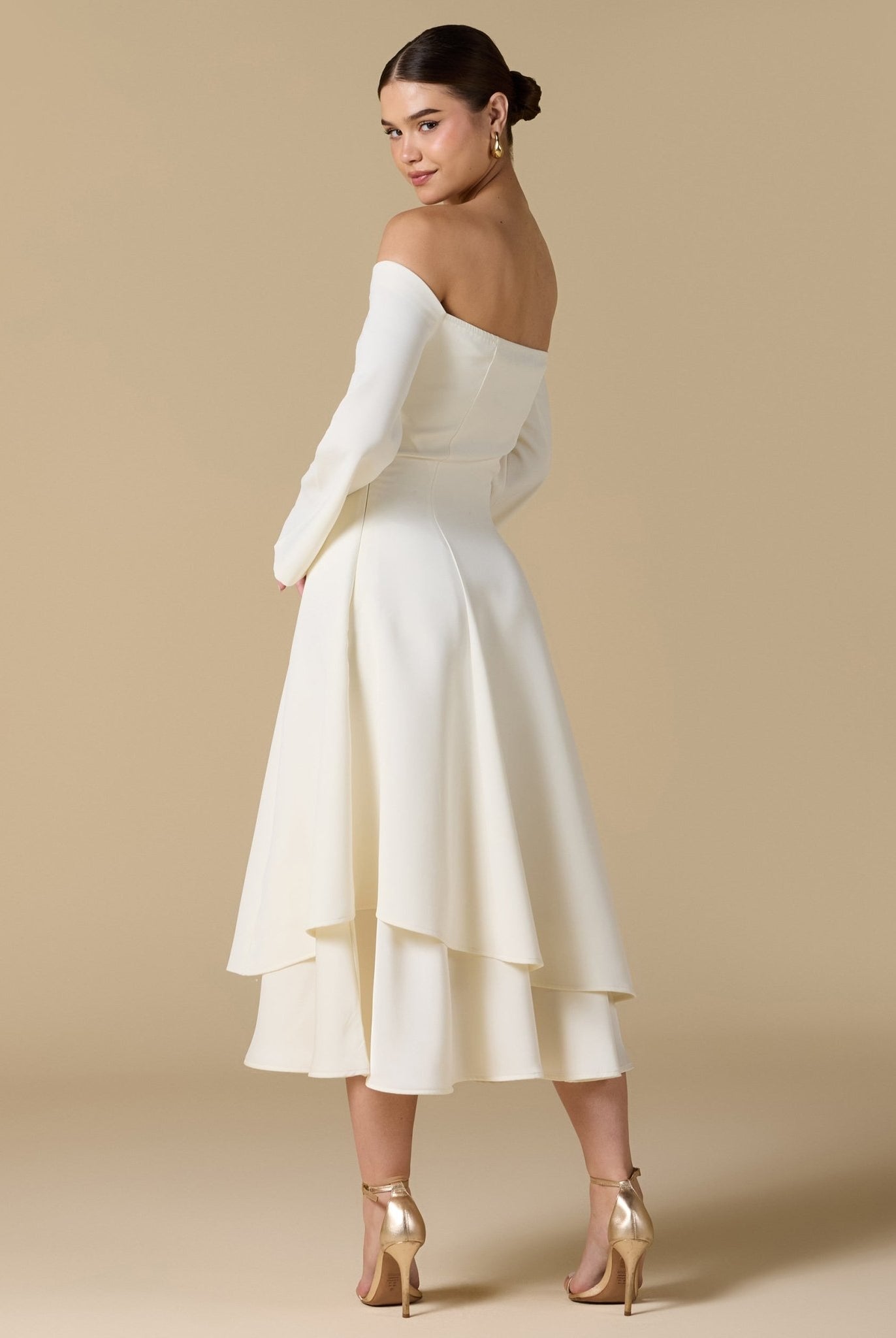 Off White Off - Shoulder Midi Dress - shopaleena