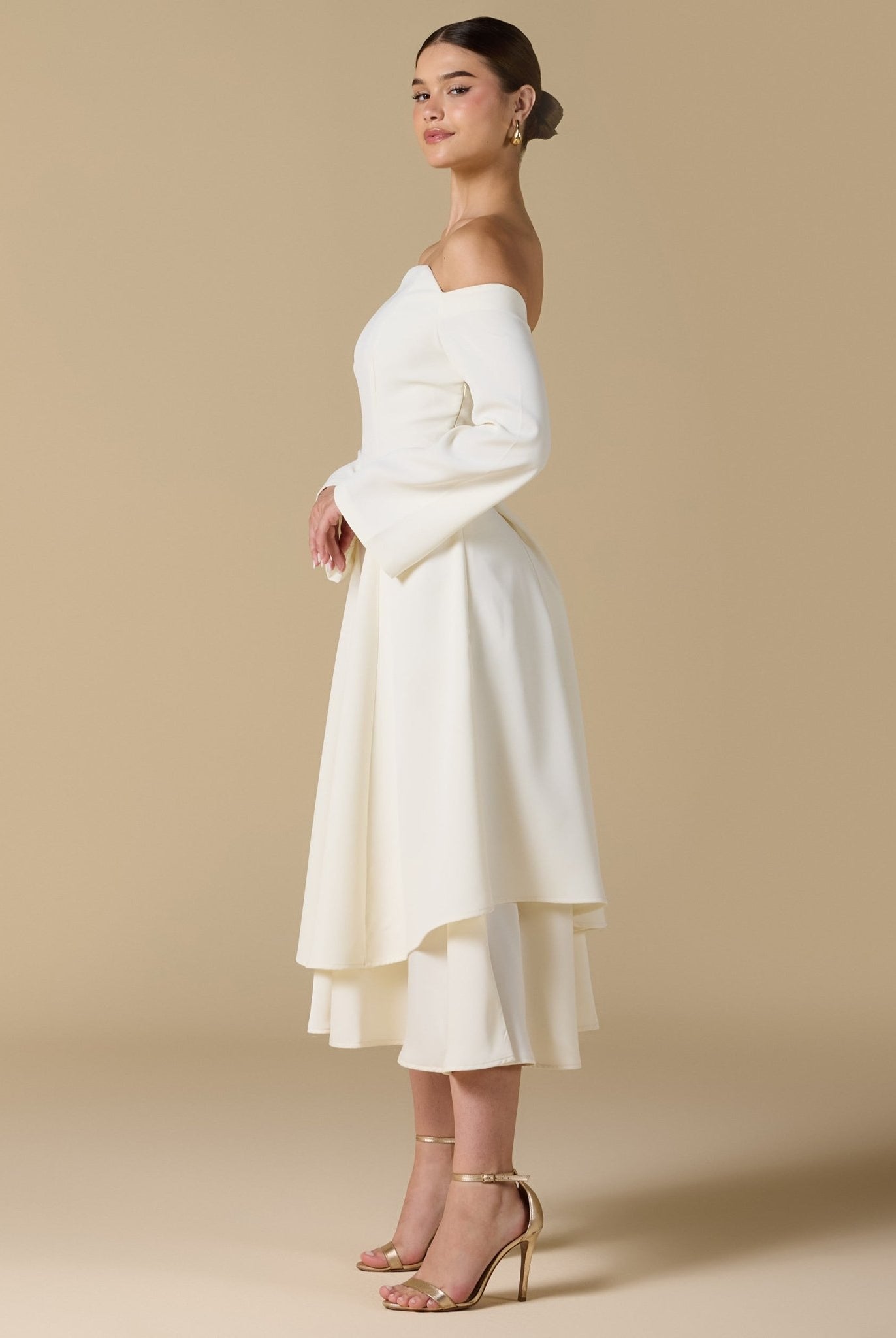 Off White Off - Shoulder Midi Dress - shopaleena