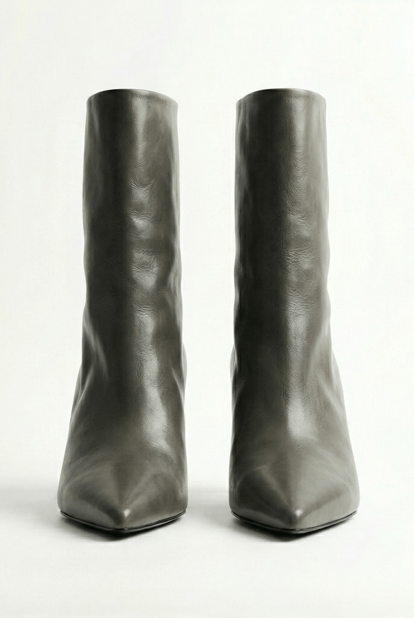 Olive Leather Mid - Calf High Heel Boots - shopaleena