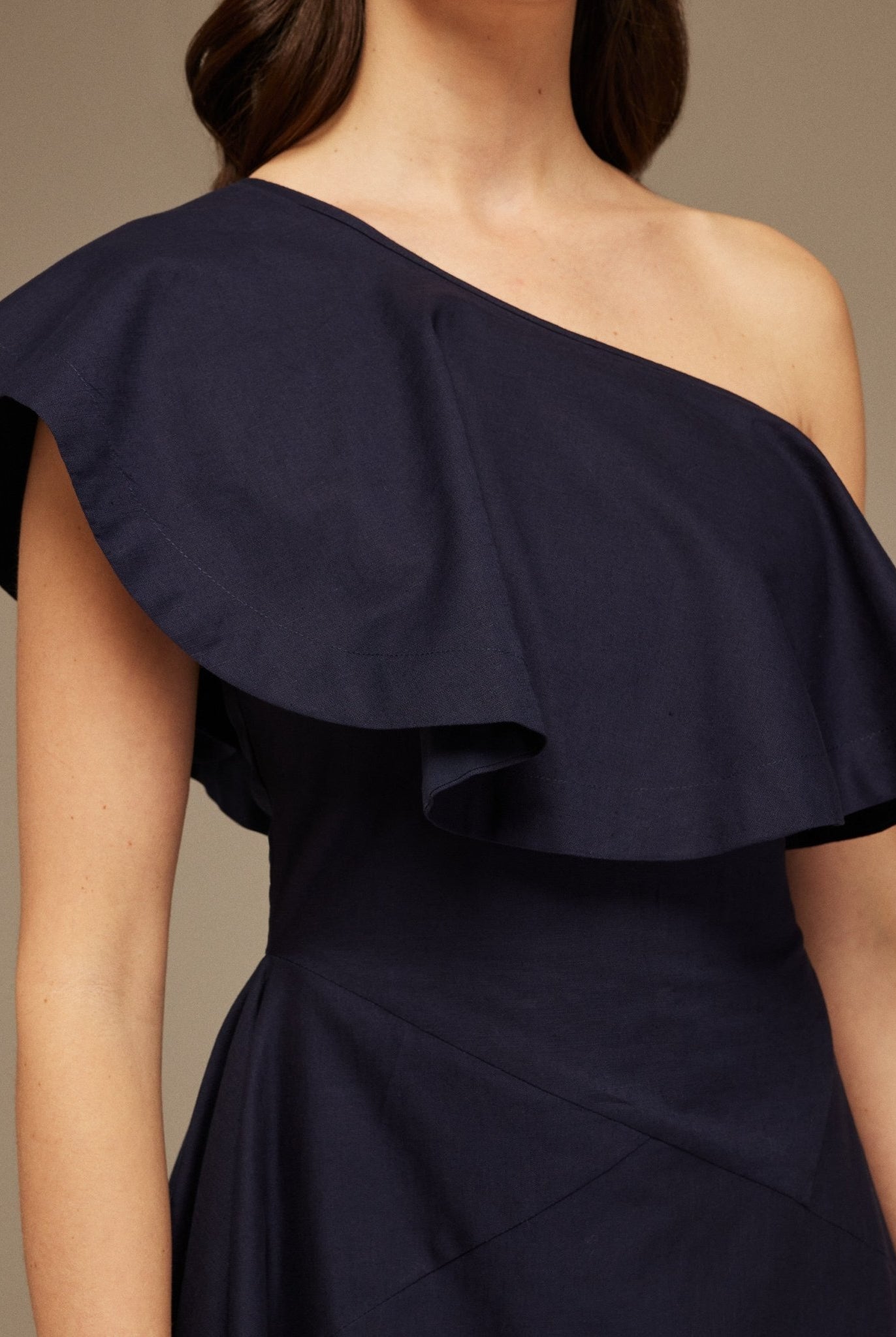 One - Shoulder Asymmetric Midi Dress - shopaleena