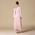 One - shoulder Crepe Dress With Pleated Skirt - shopaleena