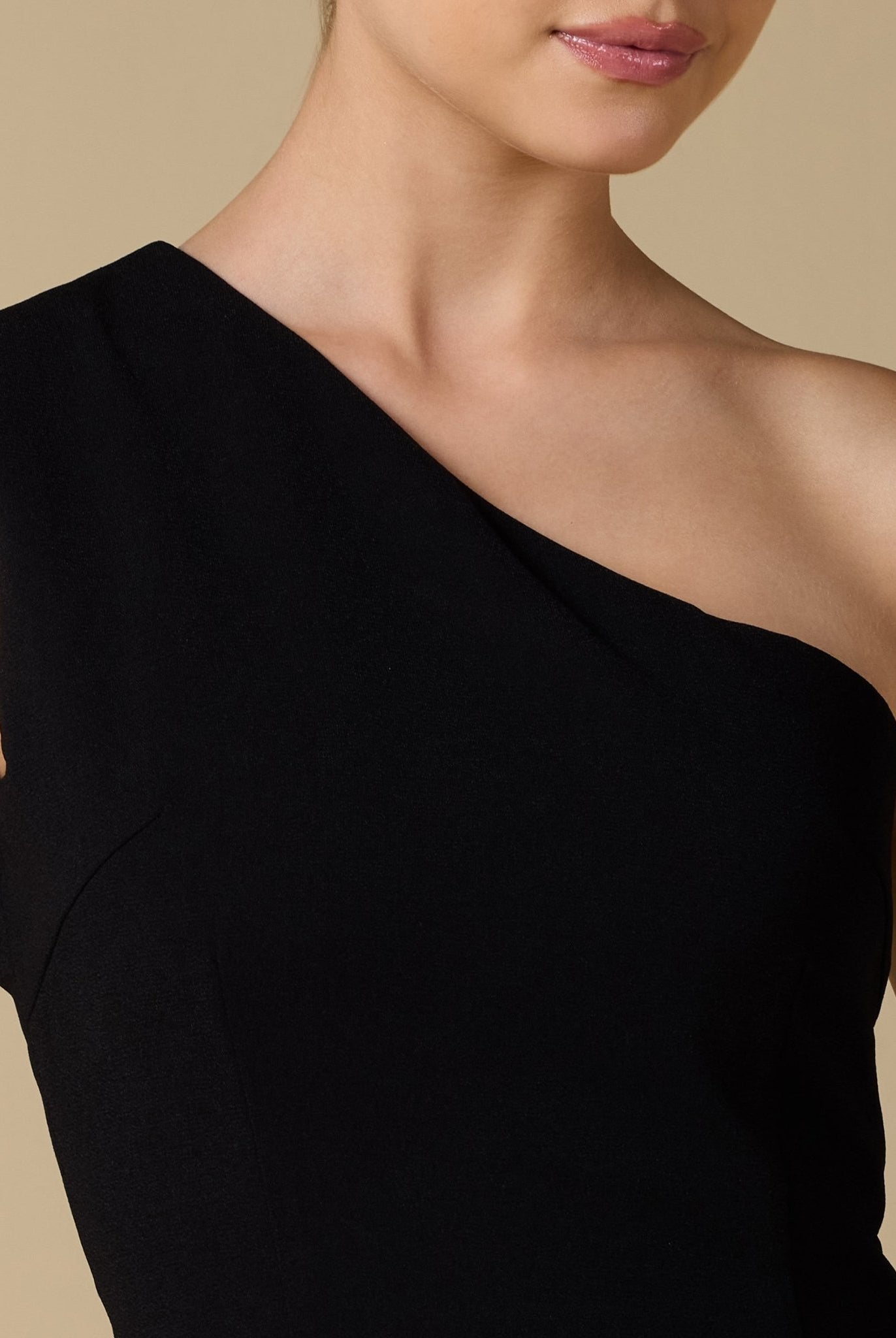 One - shoulder Crepe Dress With Pleated Skirt - shopaleena