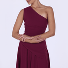 One Shoulder Crepe Midi Dress - shopaleena