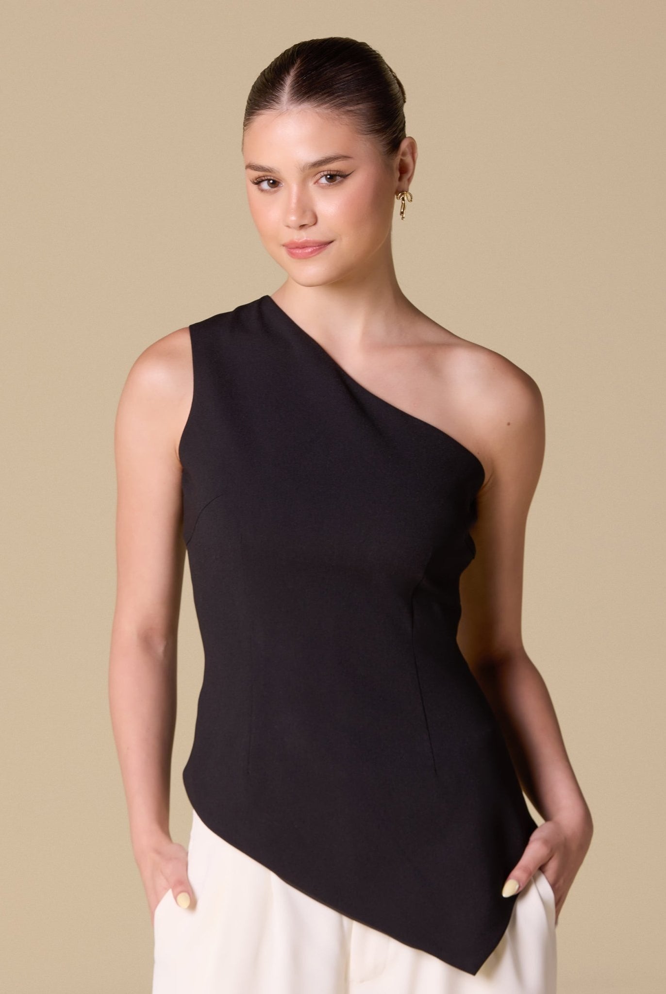 One shoulder Crepe Top - shopaleena