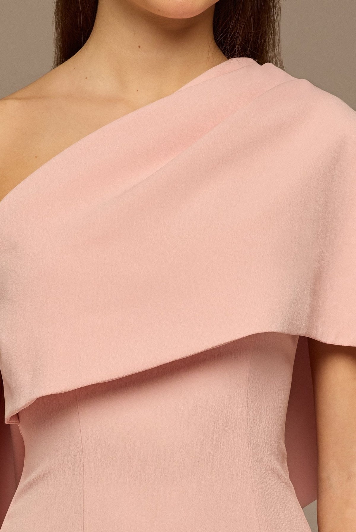 One Shoulder Draped Crepe Dress - shopaleena