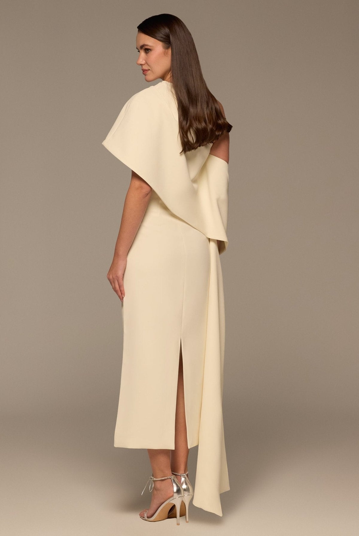One Shoulder Draped Crepe Dress - shopaleena