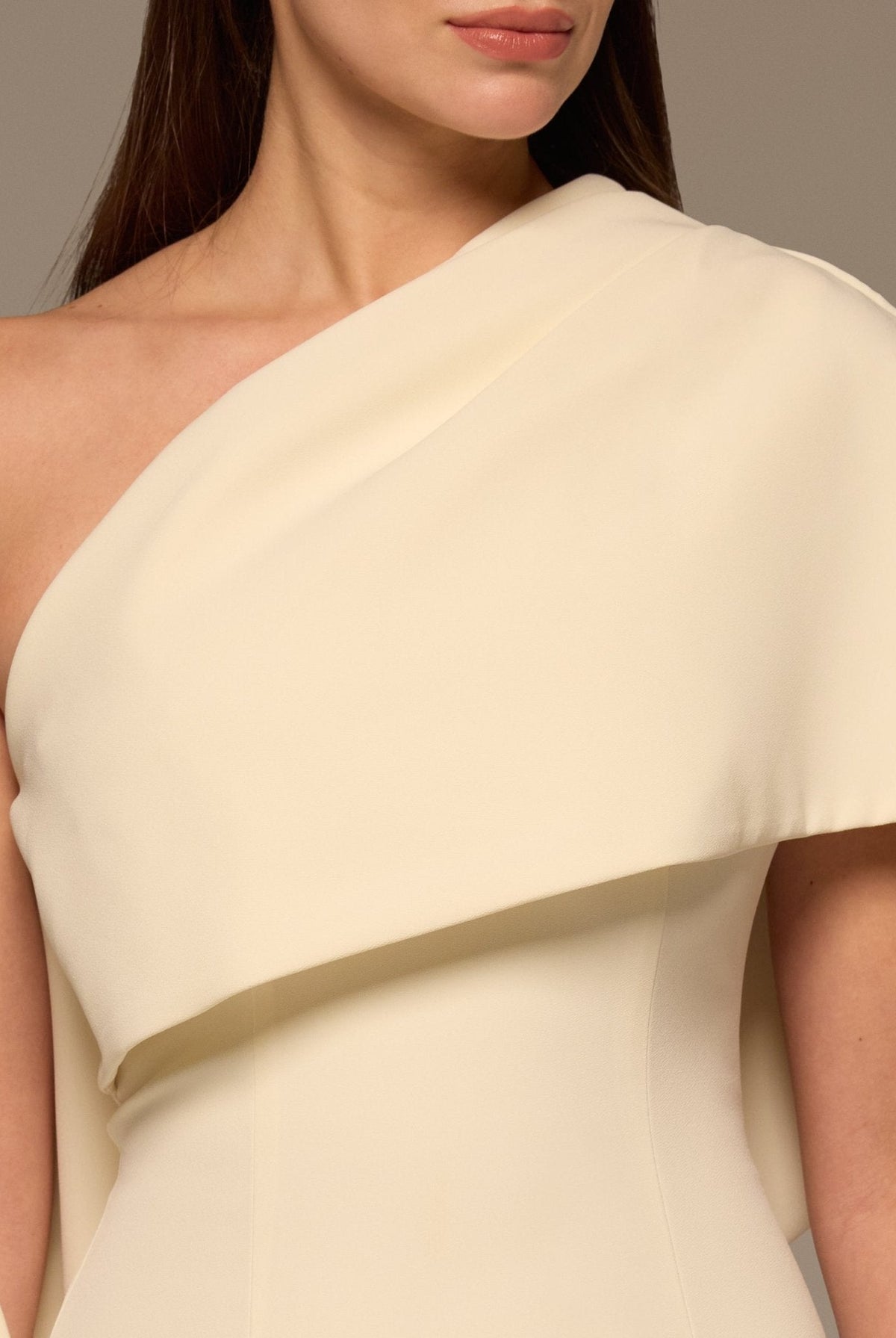 One Shoulder Draped Crepe Dress - shopaleena