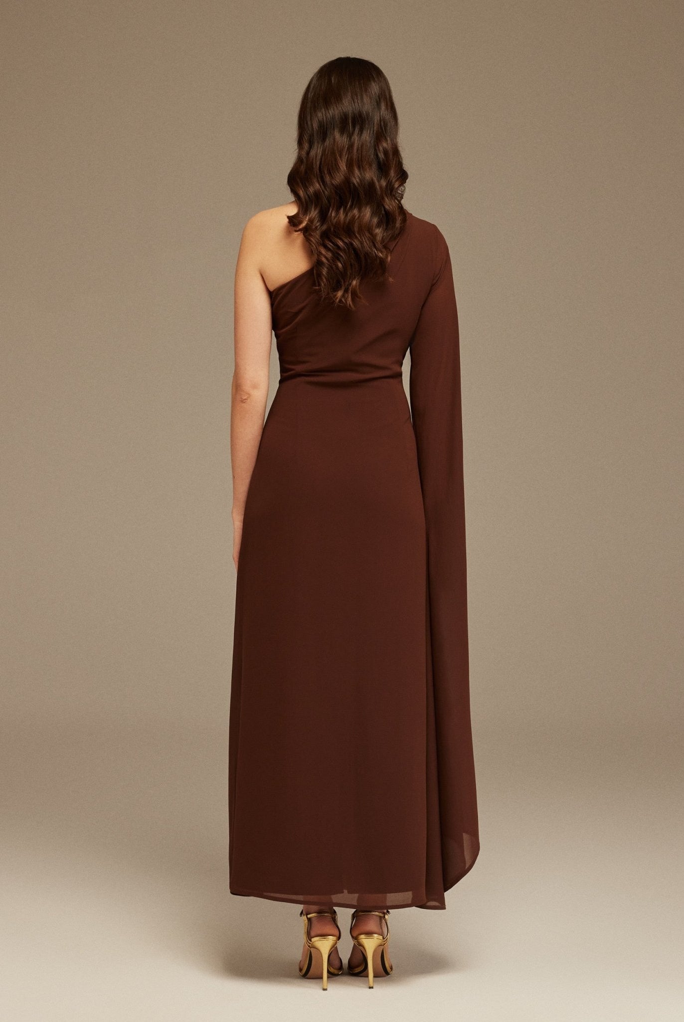 One - shoulder draped Dress with a gathered detail - shopaleena