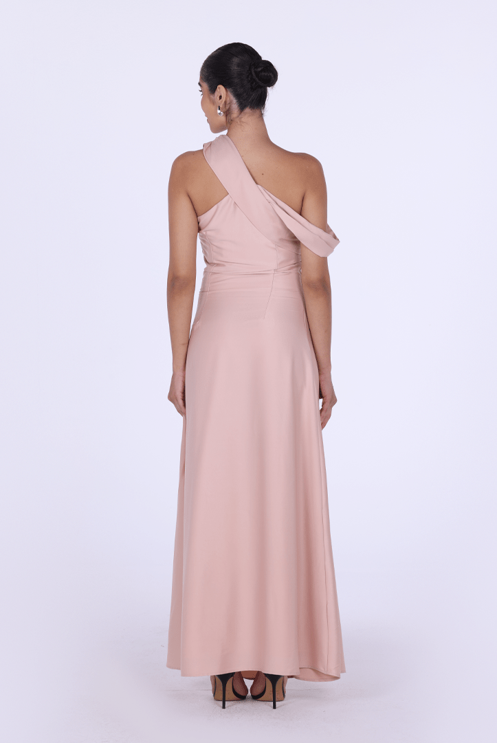 One - shoulder satin maxi Dress - shopaleena