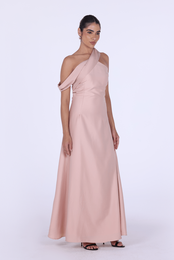 One - shoulder satin maxi Dress - shopaleena