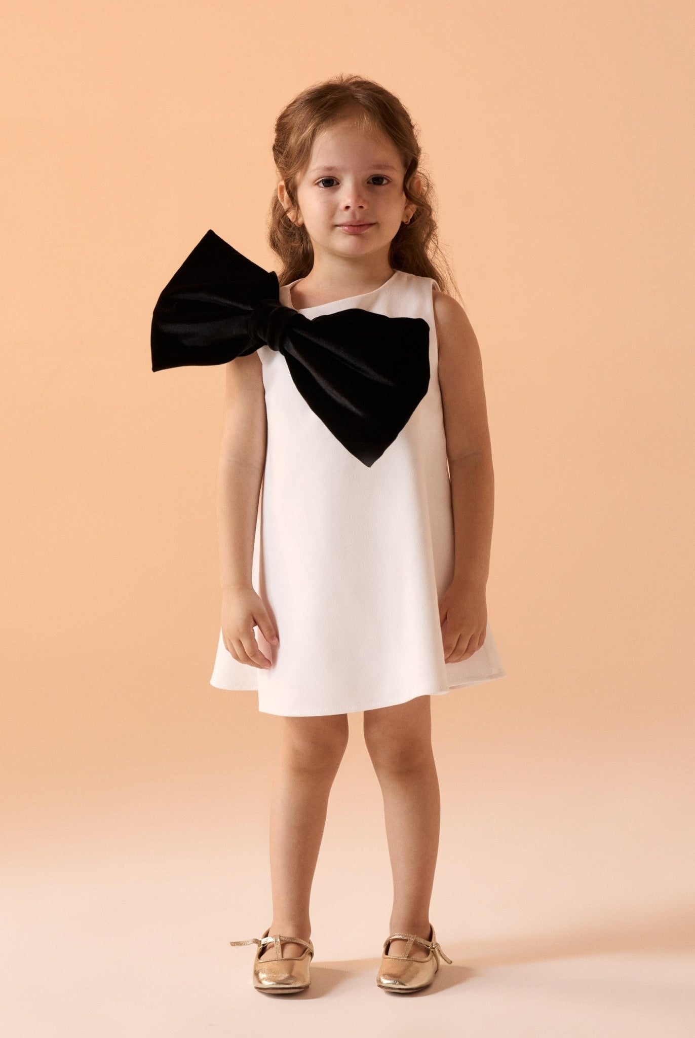 One Sleeve Crepe Dress With Bow - shopaleena