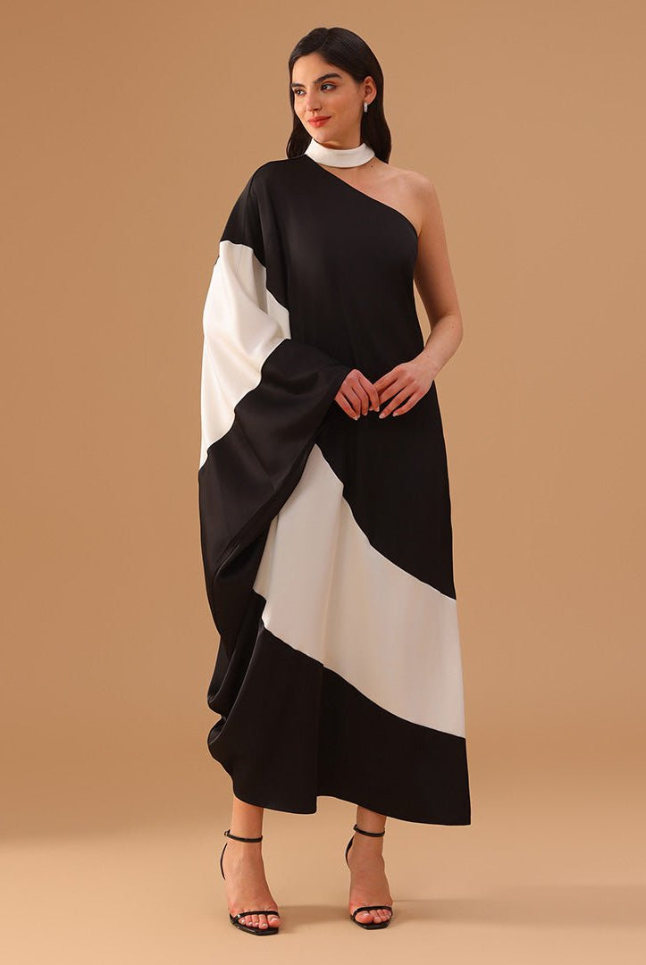 One Sleeve Crepe Kaftan - shopaleena
