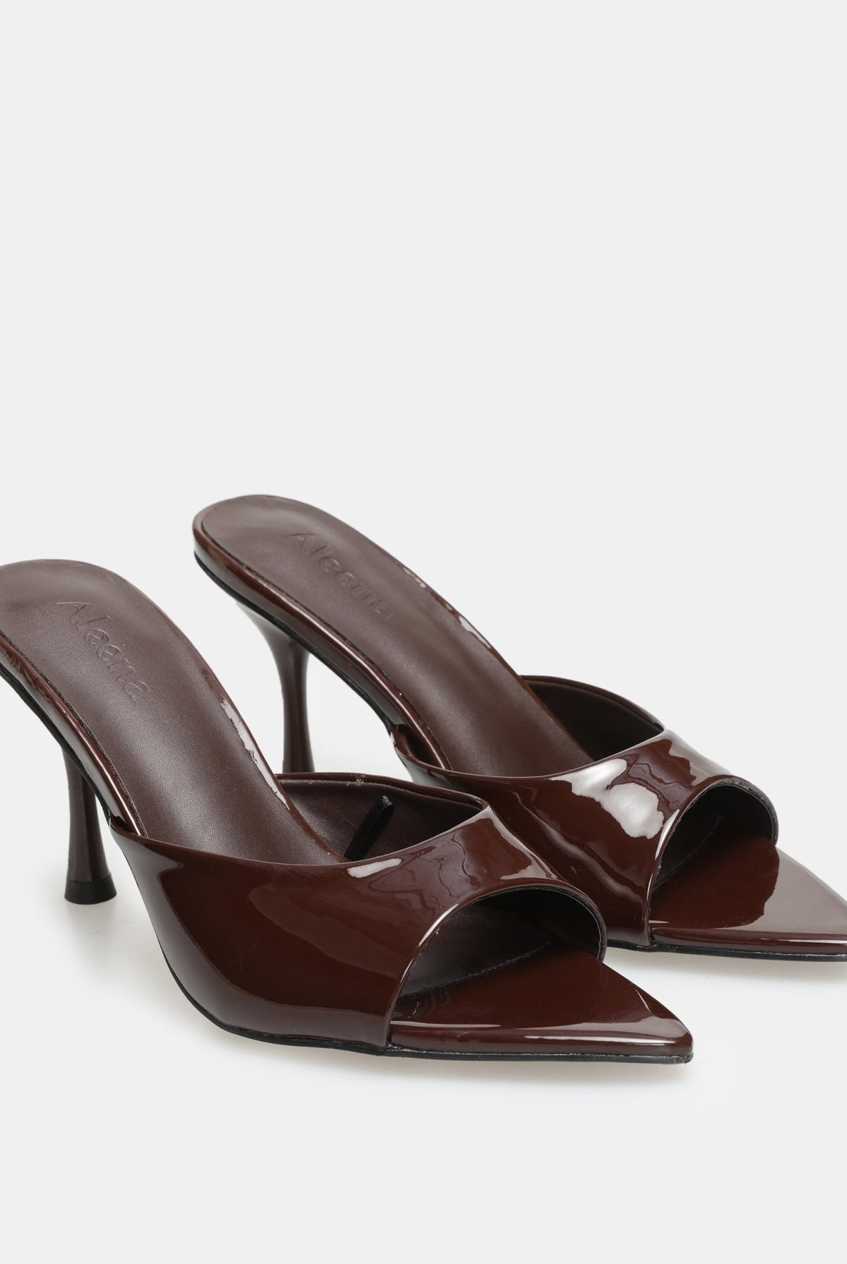 Patent Leather High Heel Mules - shopaleena