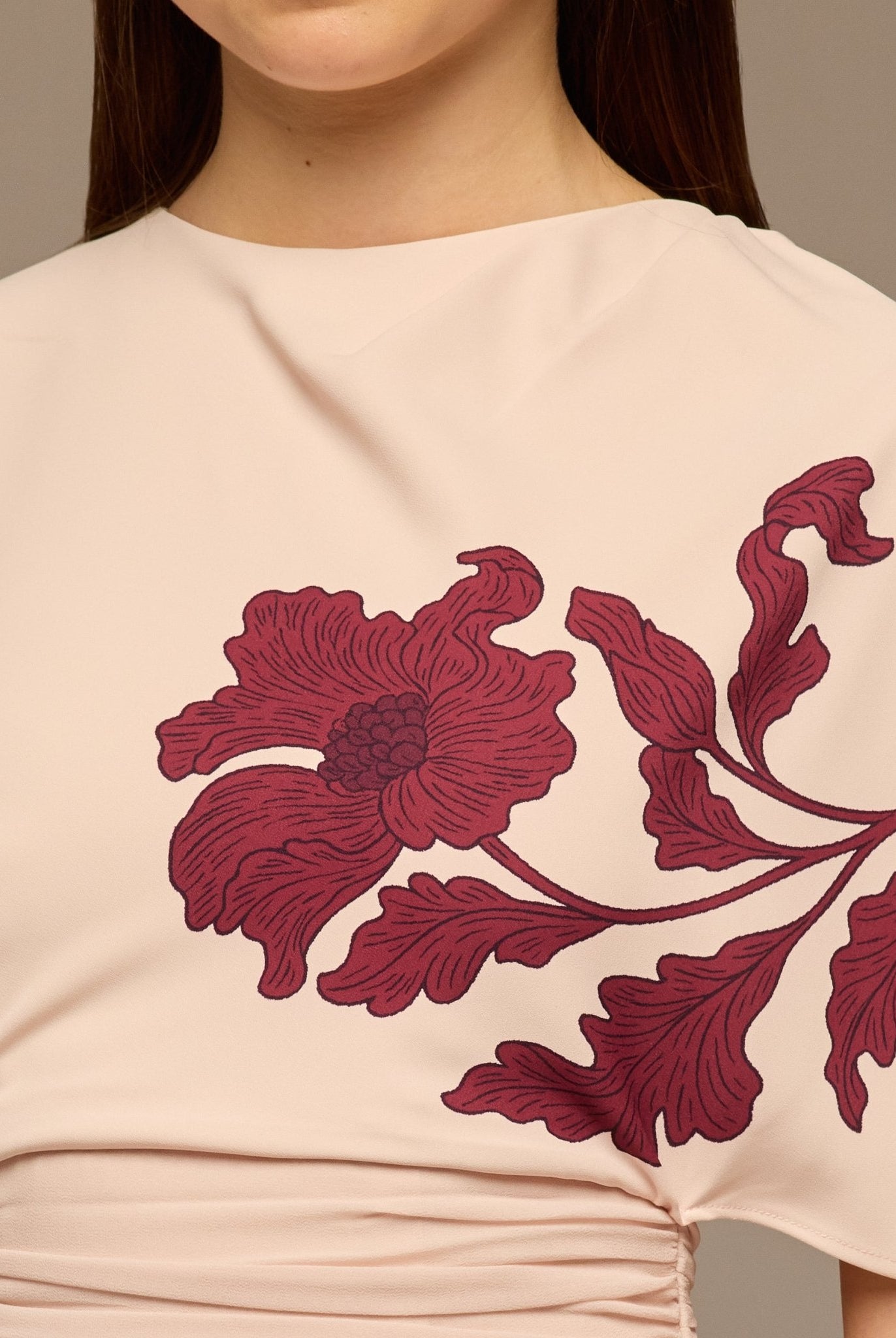 Pink Asymmetric Sleeve Crepe Dress - shopaleena