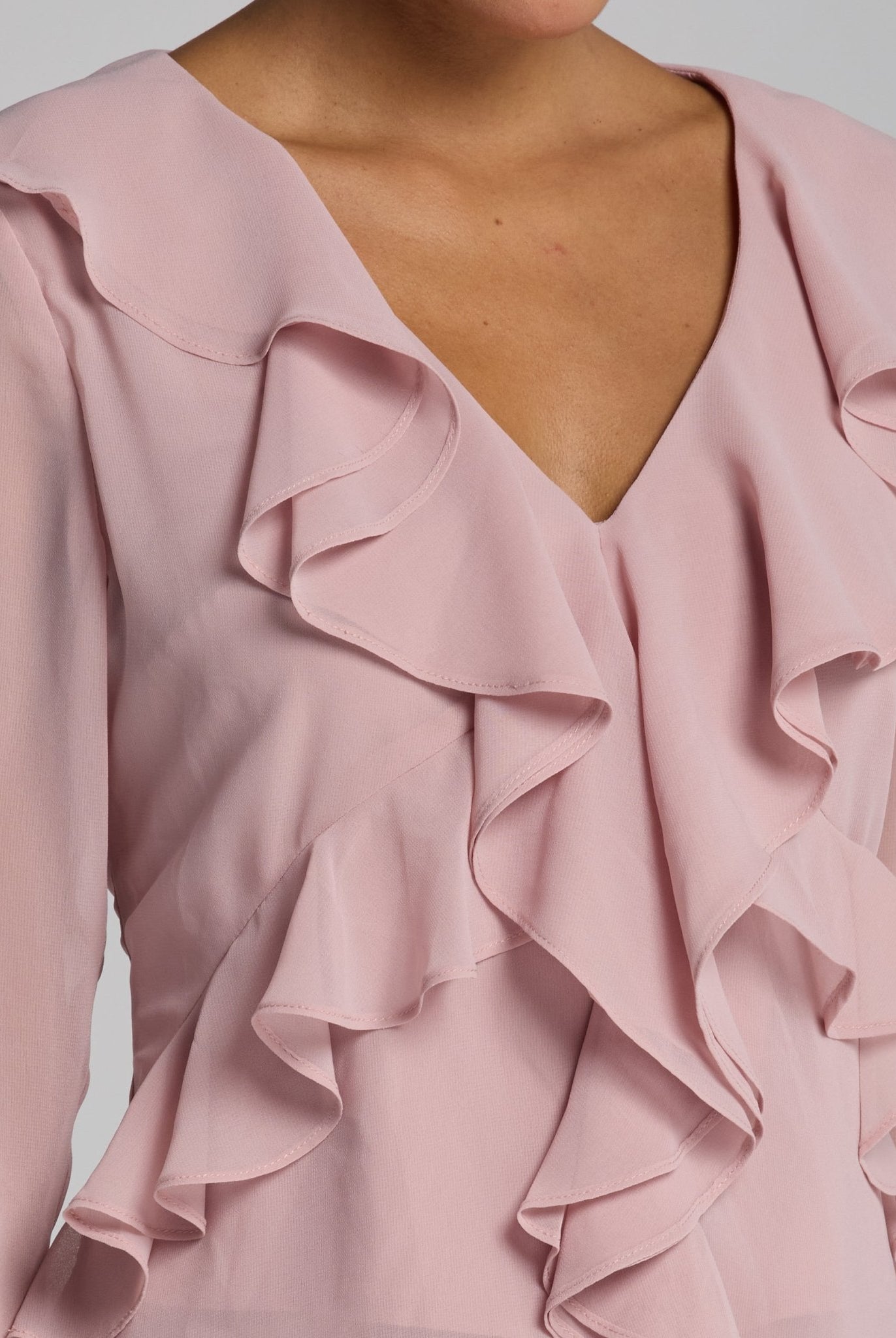 Pink Chiffon Ruffle Maxi Dress - shopaleena