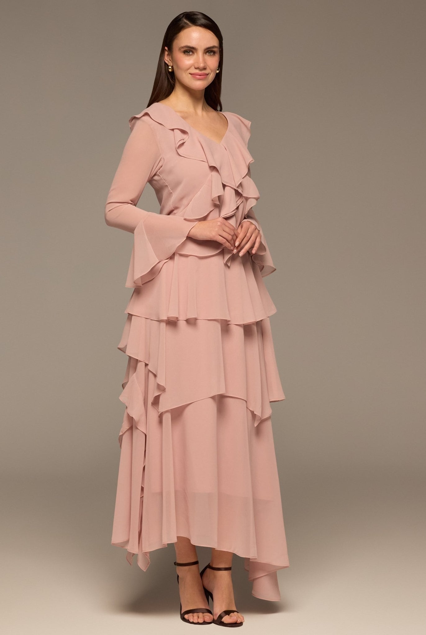 Pink Chiffon Ruffle Top & Skirt Set - shopaleena